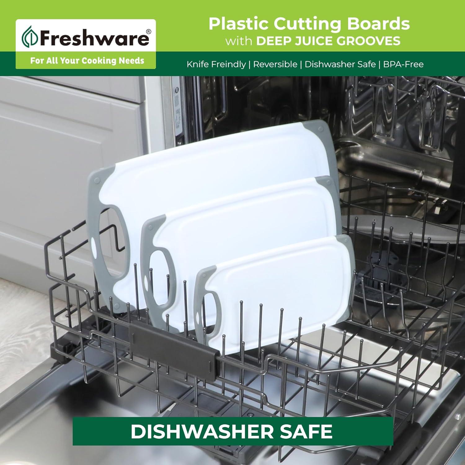 Freshware Plastic Cutting Boards For Kitchen (3-Piece)