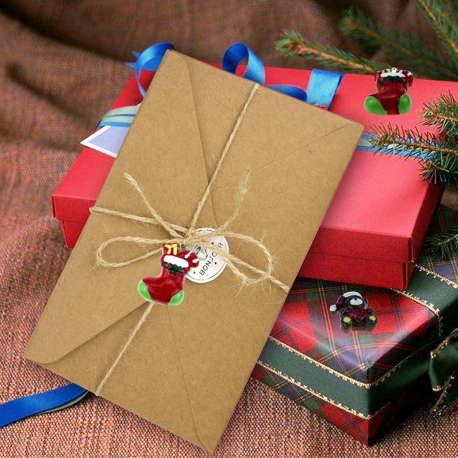 Christmas Tree Ornaments Decoration Mini Rustic Christmas Miniature Hanging Ornaments Resin Christmas Figurines for Xmas Party Multicolor 30Pcs