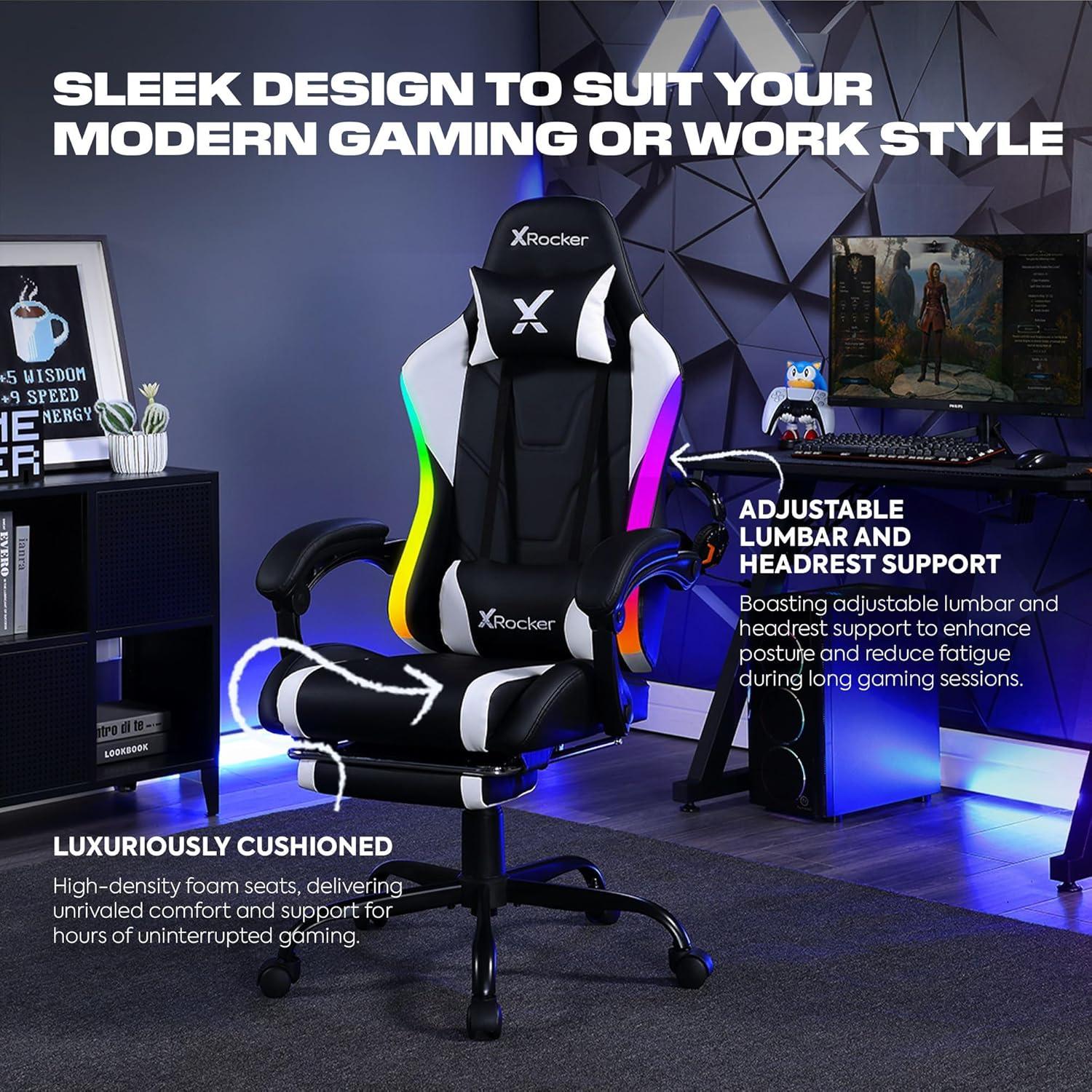X Rocker Rogue 2.0 Bluetooth PC Chair, Gray, 25.6 x 23.62 x 43.5
