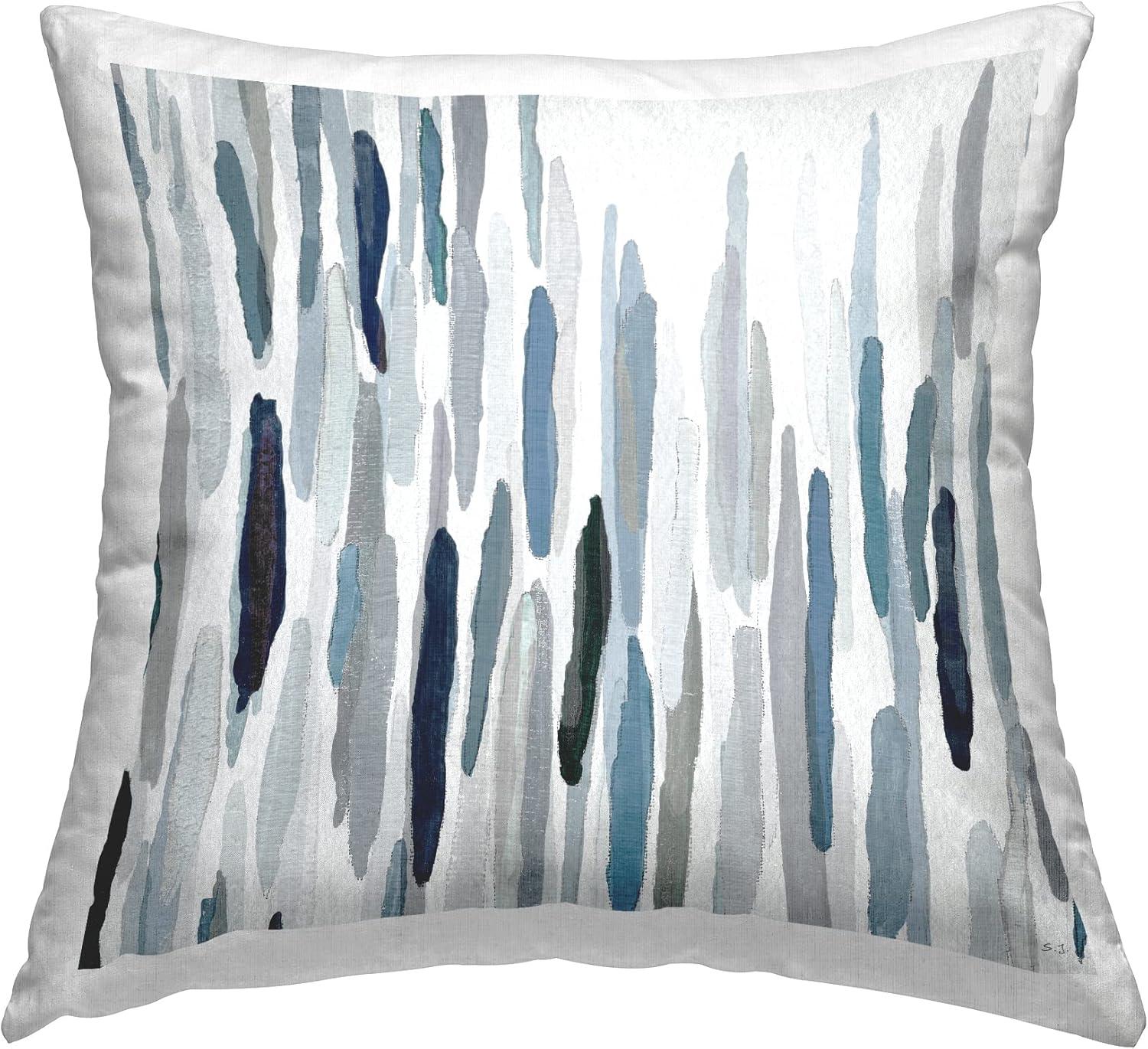 Blue and Gray Abstract Brushstroke Square Throw Pillow Set