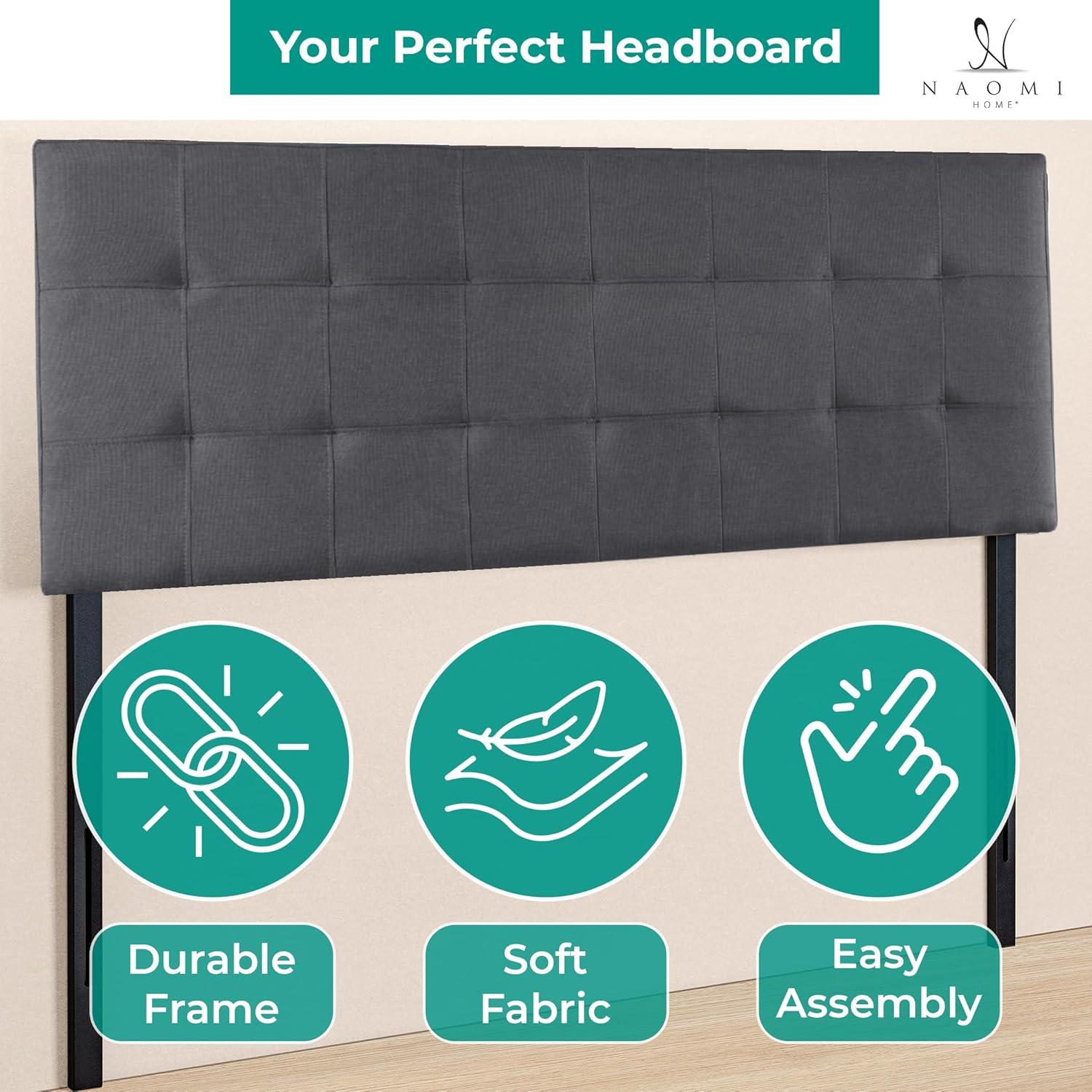 Jessenia Headboards for Full Size Bed, Upholstered Tufted Bed Headboard, 12 Adjustable Positions Full Headboard Only, Wall Mounted Headboard, Bed Backboard Linen Fabric Head Board - Light Gray