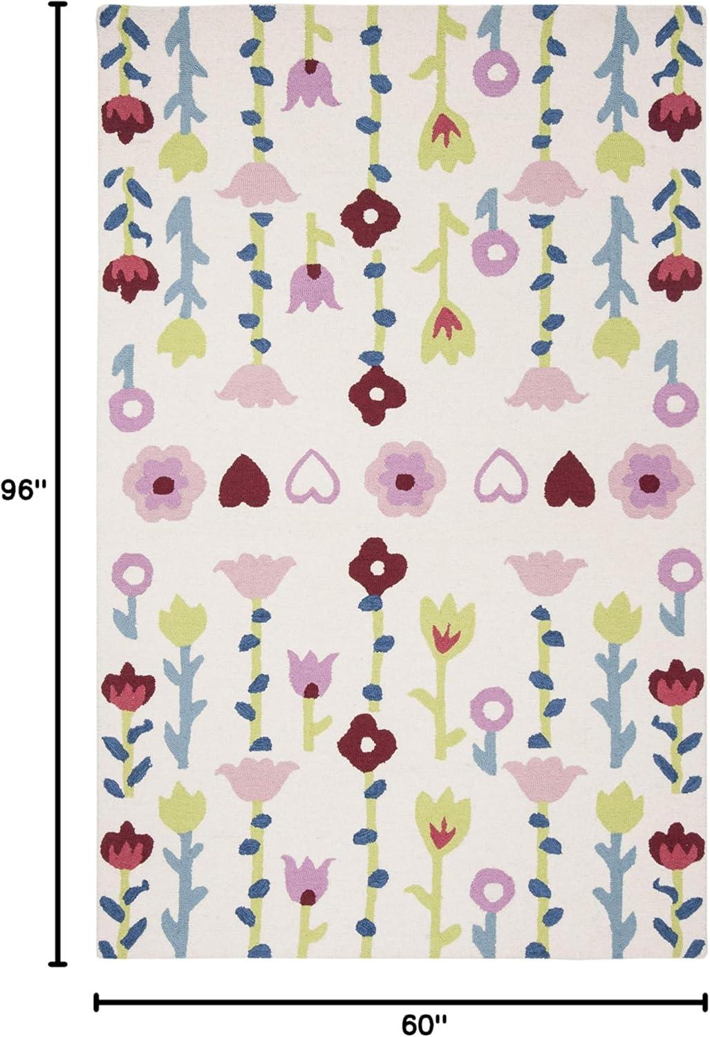 Safavieh Kids Floral SFK918 Hand Tufted Indoor Area Rug - Ivory/Pink - 5'x8' - Safavieh