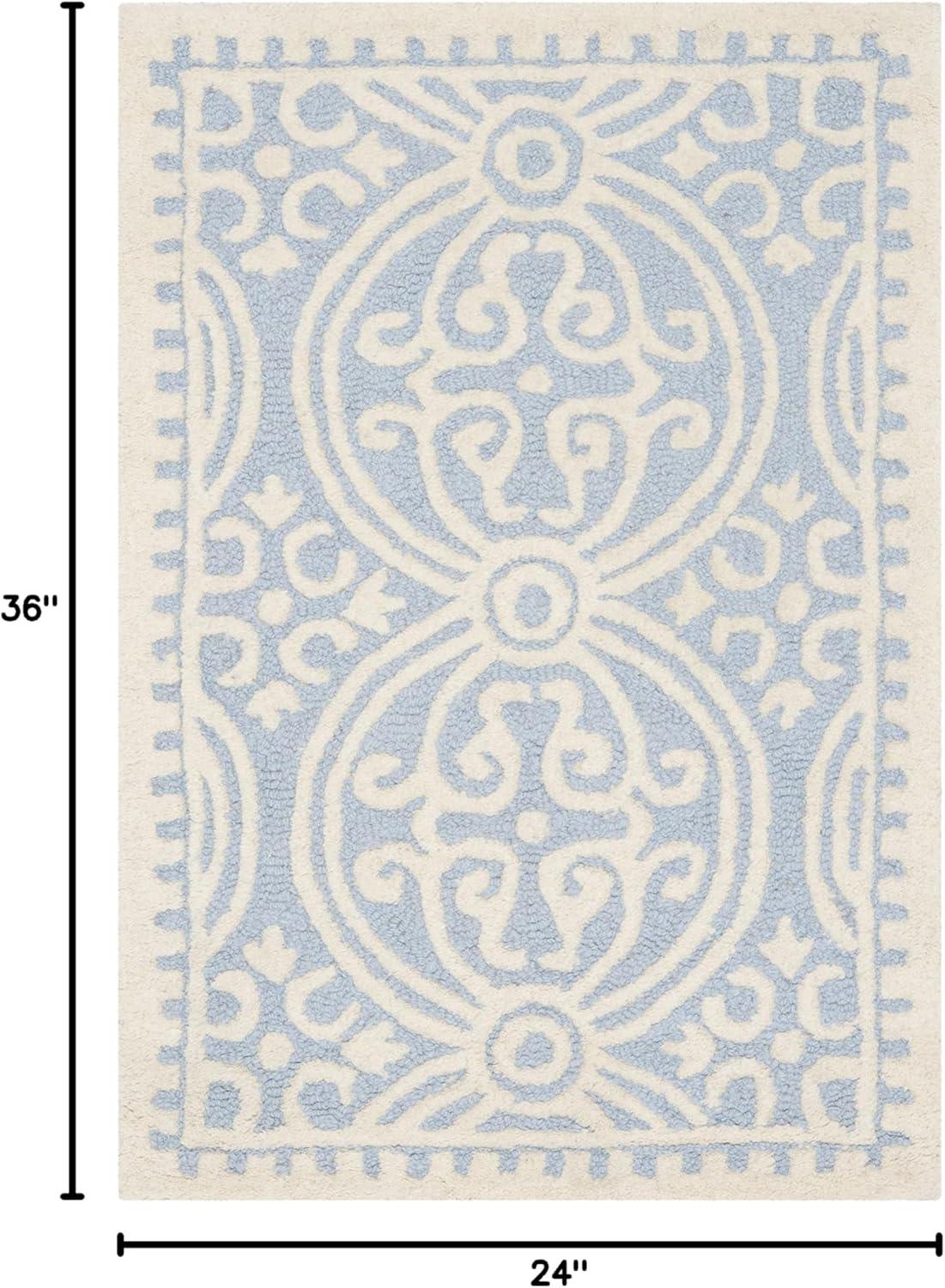 SAFAVIEH Cambridge Leslie Geometric Wool Area Rug, Light Blue/Ivory, 2' x 3'