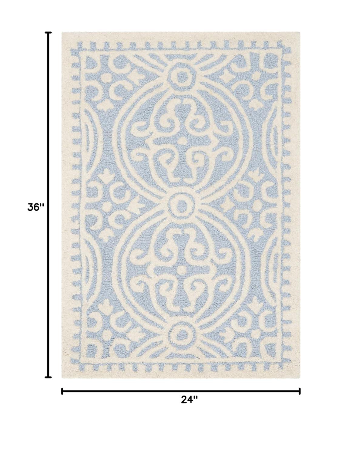 SAFAVIEH Cambridge Leslie Geometric Wool Area Rug, Light Blue/Ivory, 2' x 3'
