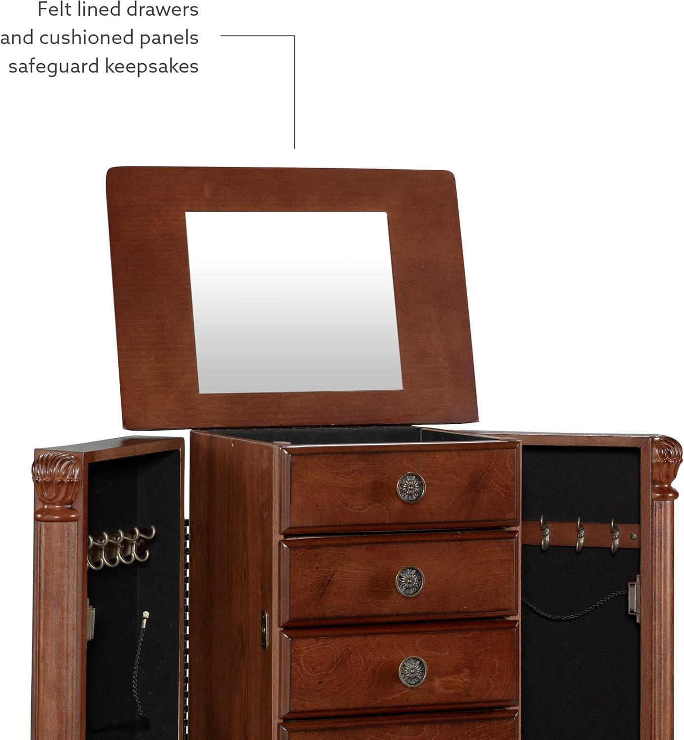 Lightly Distressed Deep Cherry Jewelry Armoire