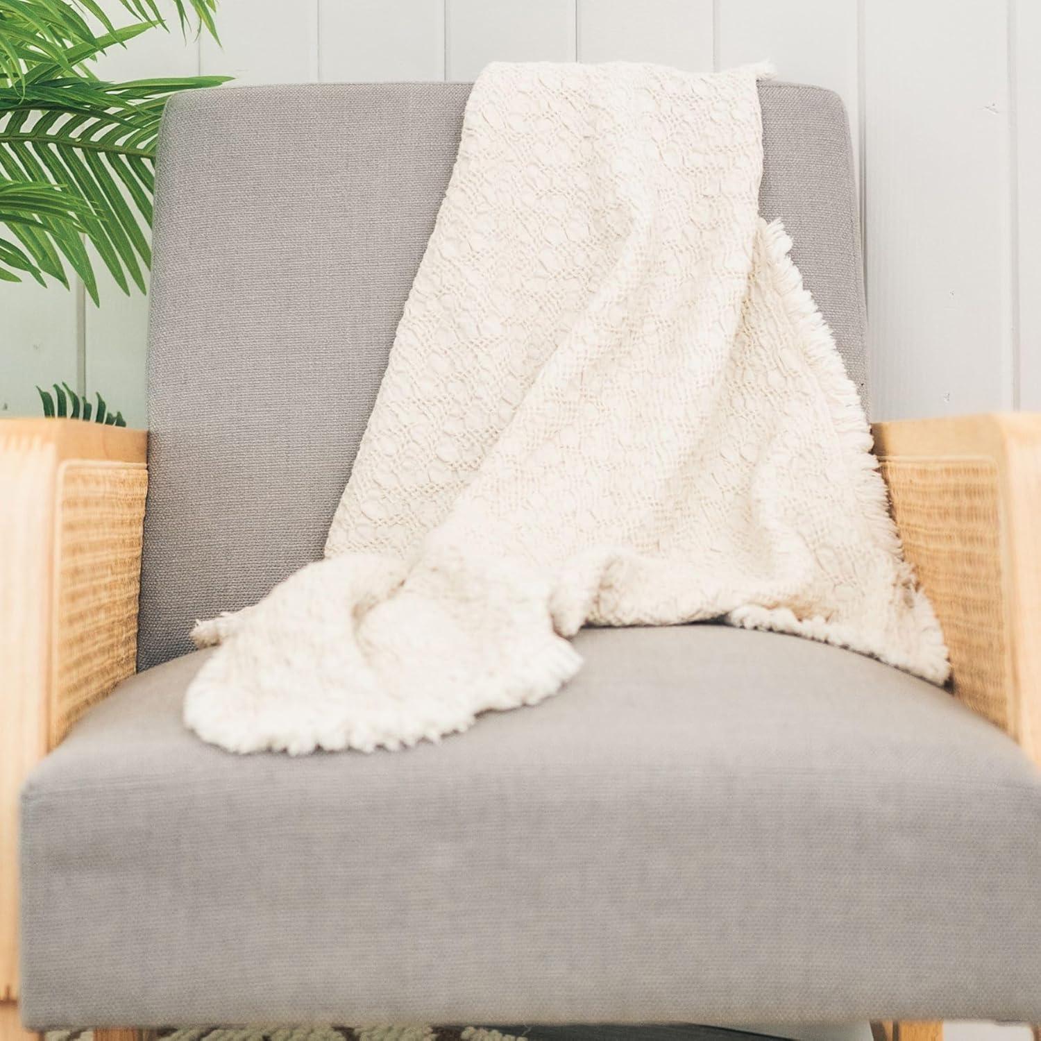 Cream 30"x40" Blanket, 100% Cotton, For Baby Nursery or Stroller by Crane Baby