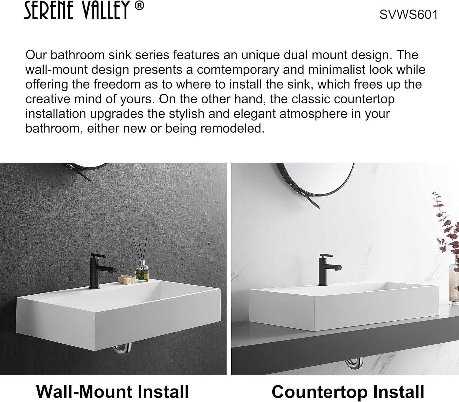 Serene Valley 18.9'' Solid Surface Square Bathroom Sink