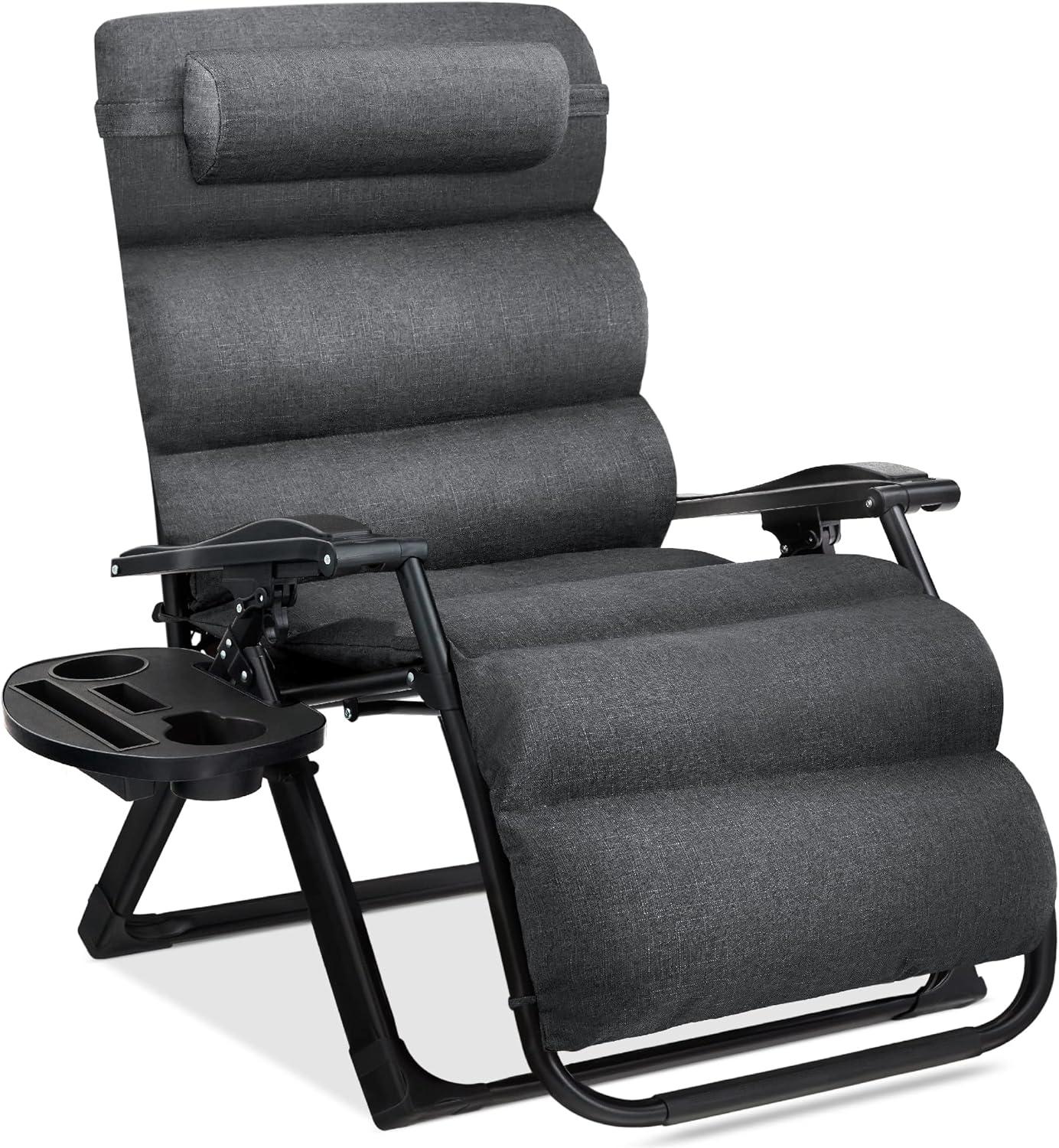 Best Choice Products Oversized Zero Gravity Chair, Folding Recliner w/ Removable Cushion, Side Tray