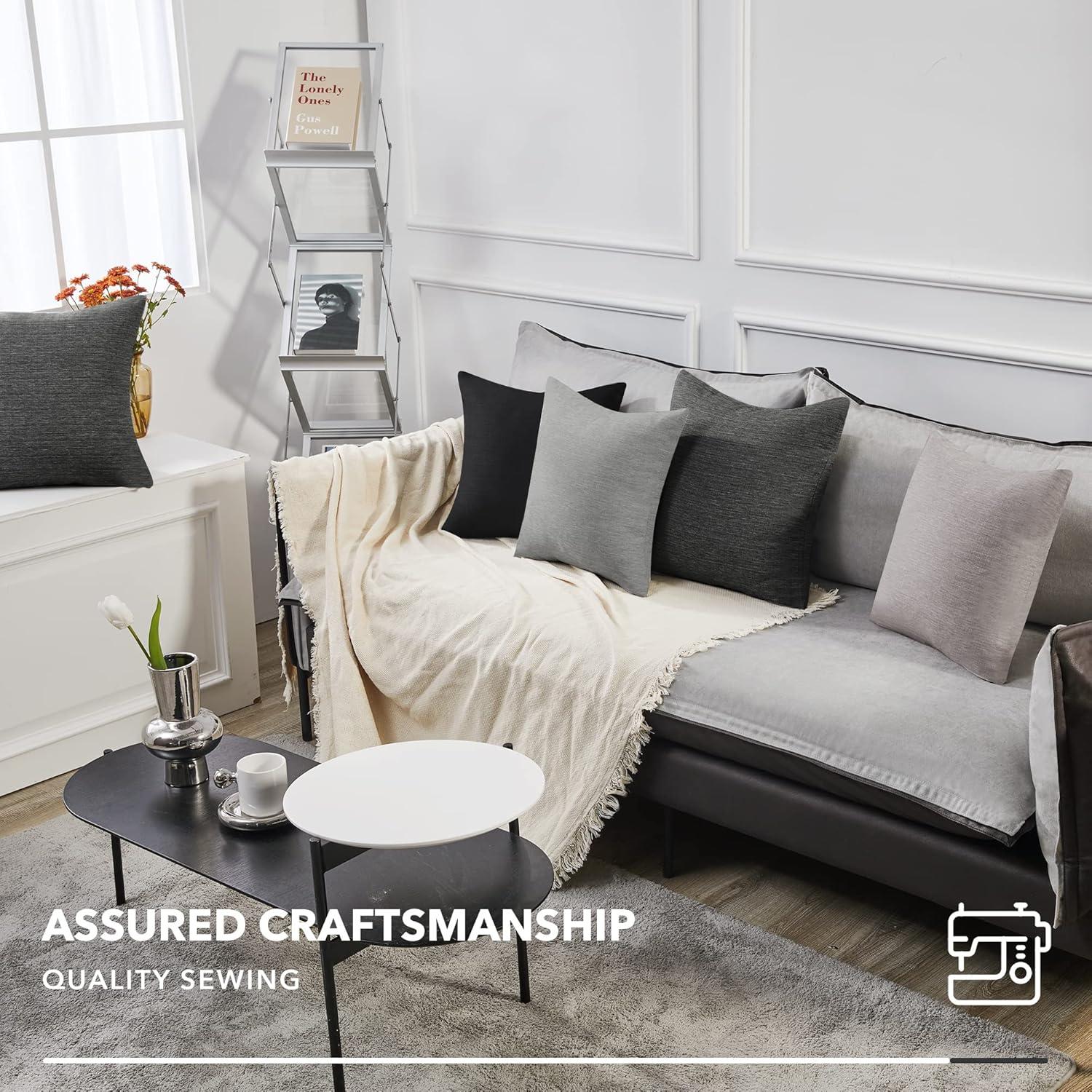 Deconovo Decorative Throw Pillow Covers - Set of 4 Soft Linen Cushion Covers, 20x20 Inch, Green & Machine Washable Pillowcases for Sofa, Bedroom, Living Room Décor, Beige