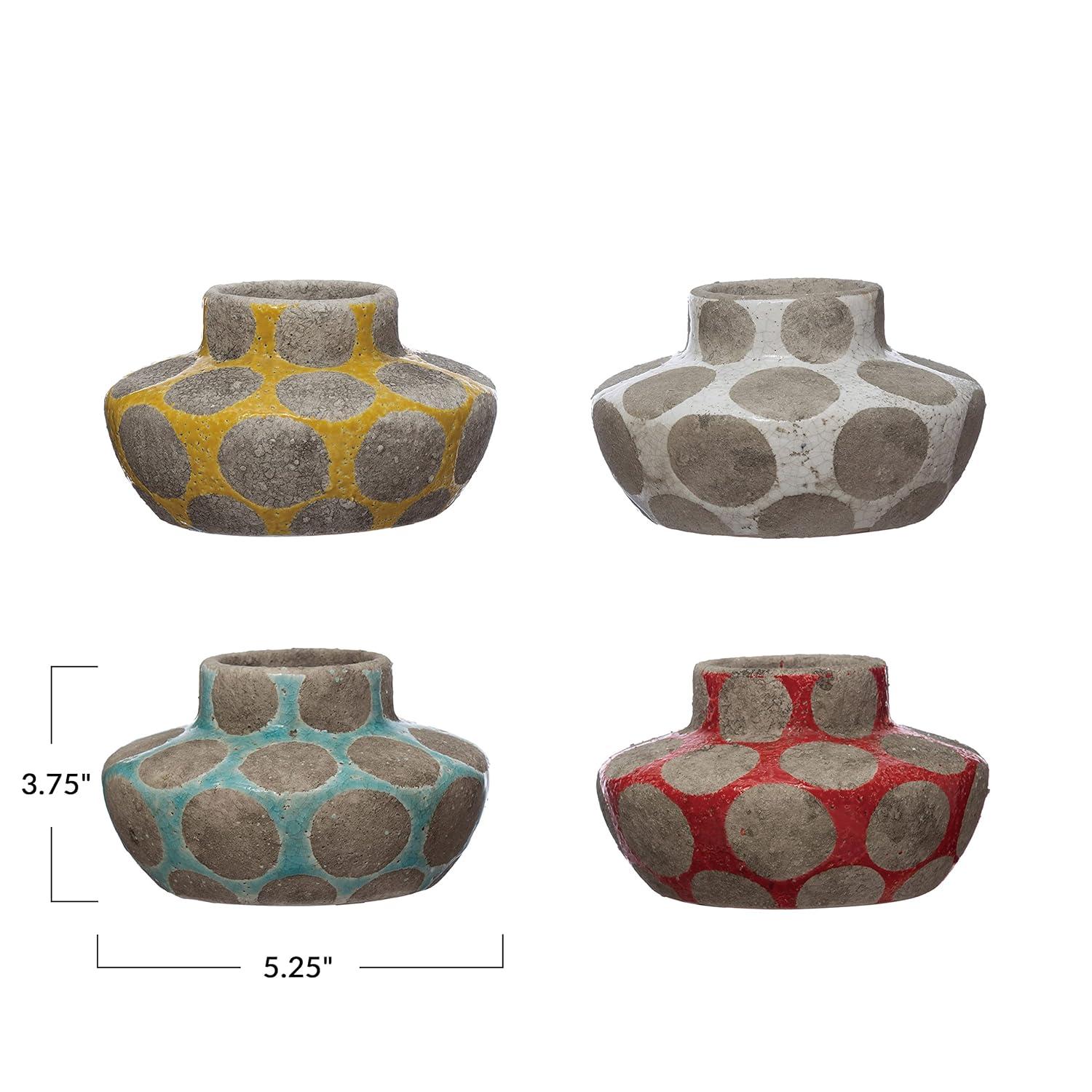 Terracotta Brown Ceramic Tealight Holder Set of 4