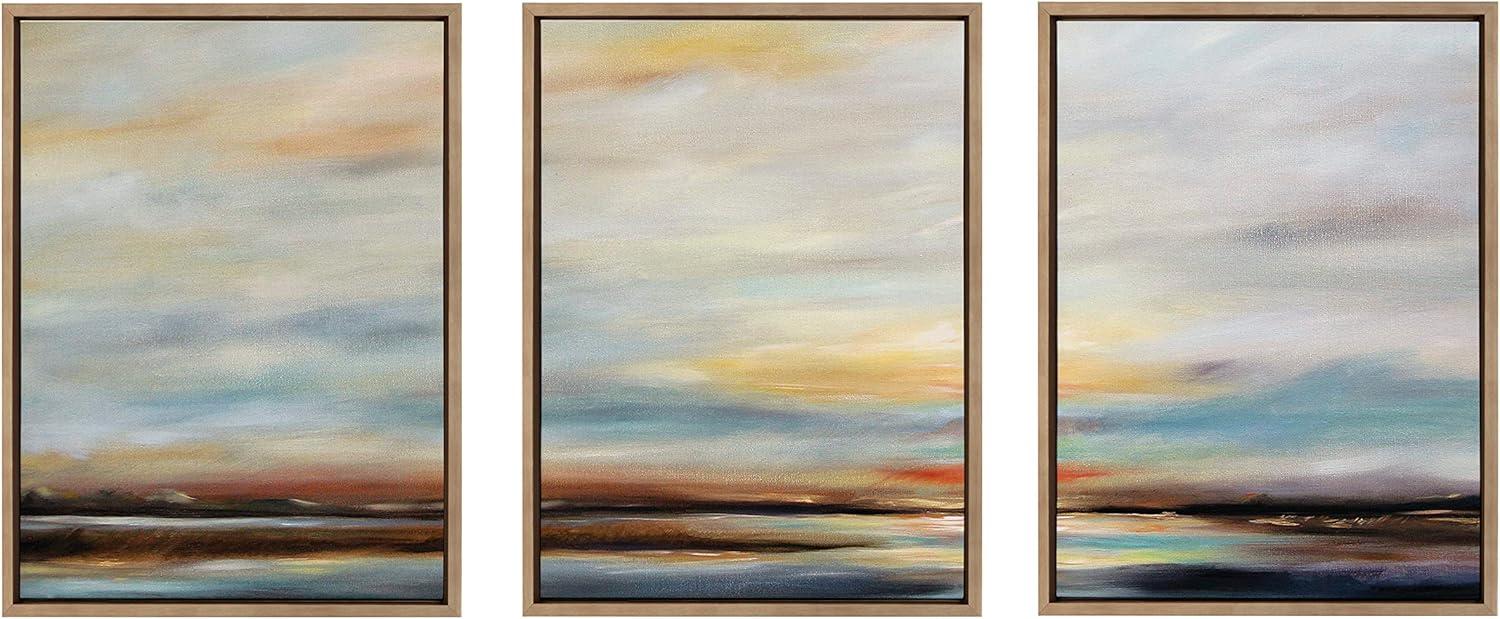 (Set of 3) 18" x 24" Sylvie Carolina Sunset Framed Canvas by Mary Sparrow Gold - Kate & Laurel All Things Decor