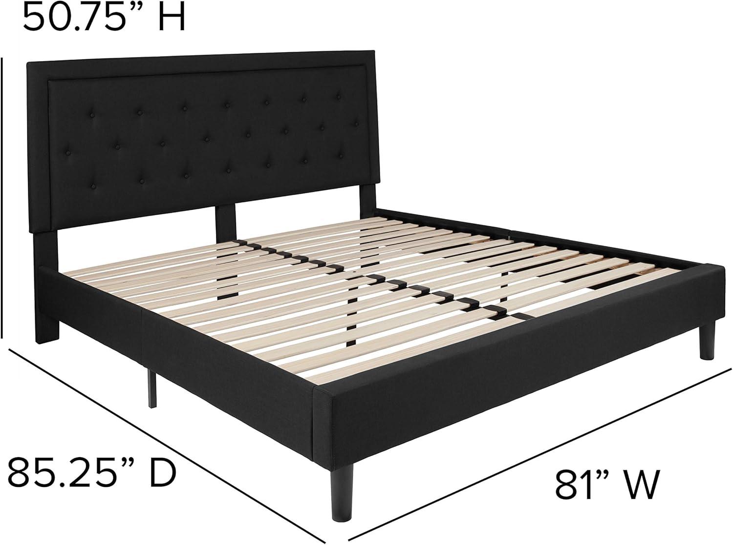 Lark Manor™ Aluino Panel Button Tufted Upholstered Platform Bed Frame - No Box Spring Required