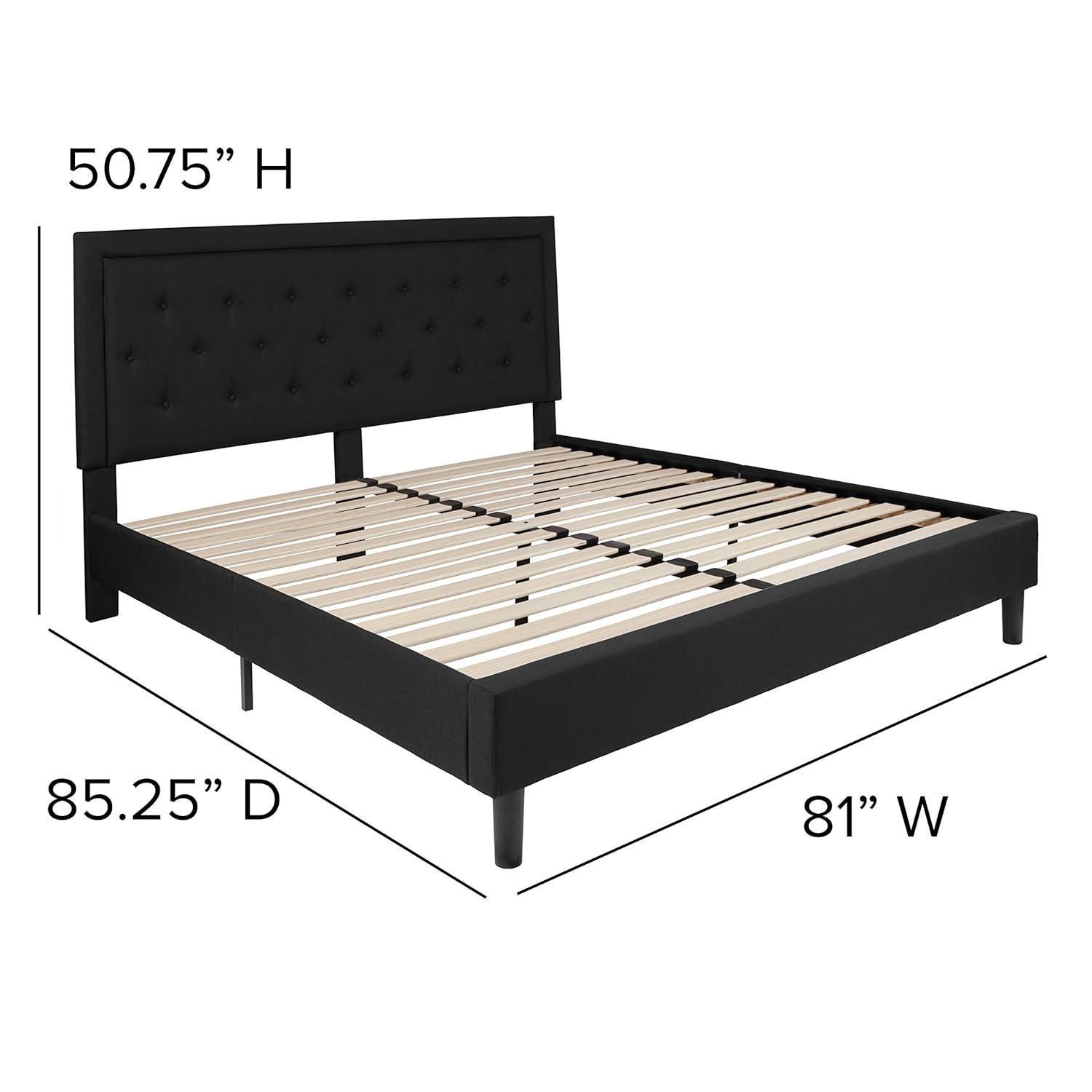 Lark Manor™ Aluino Panel Button Tufted Upholstered Platform Bed Frame - No Box Spring Required