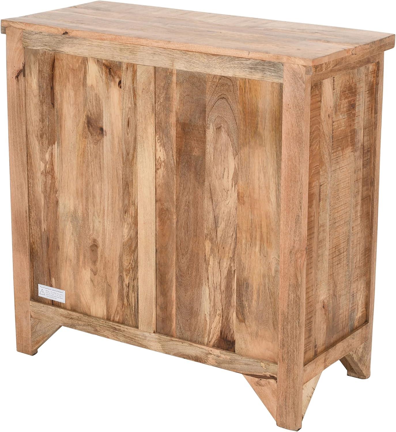 The Urban Port 39" Artisanal Farmhouse Style 2 Drawer Mango Wood Cabinet Console with 2 Door Storage Rustic Brown