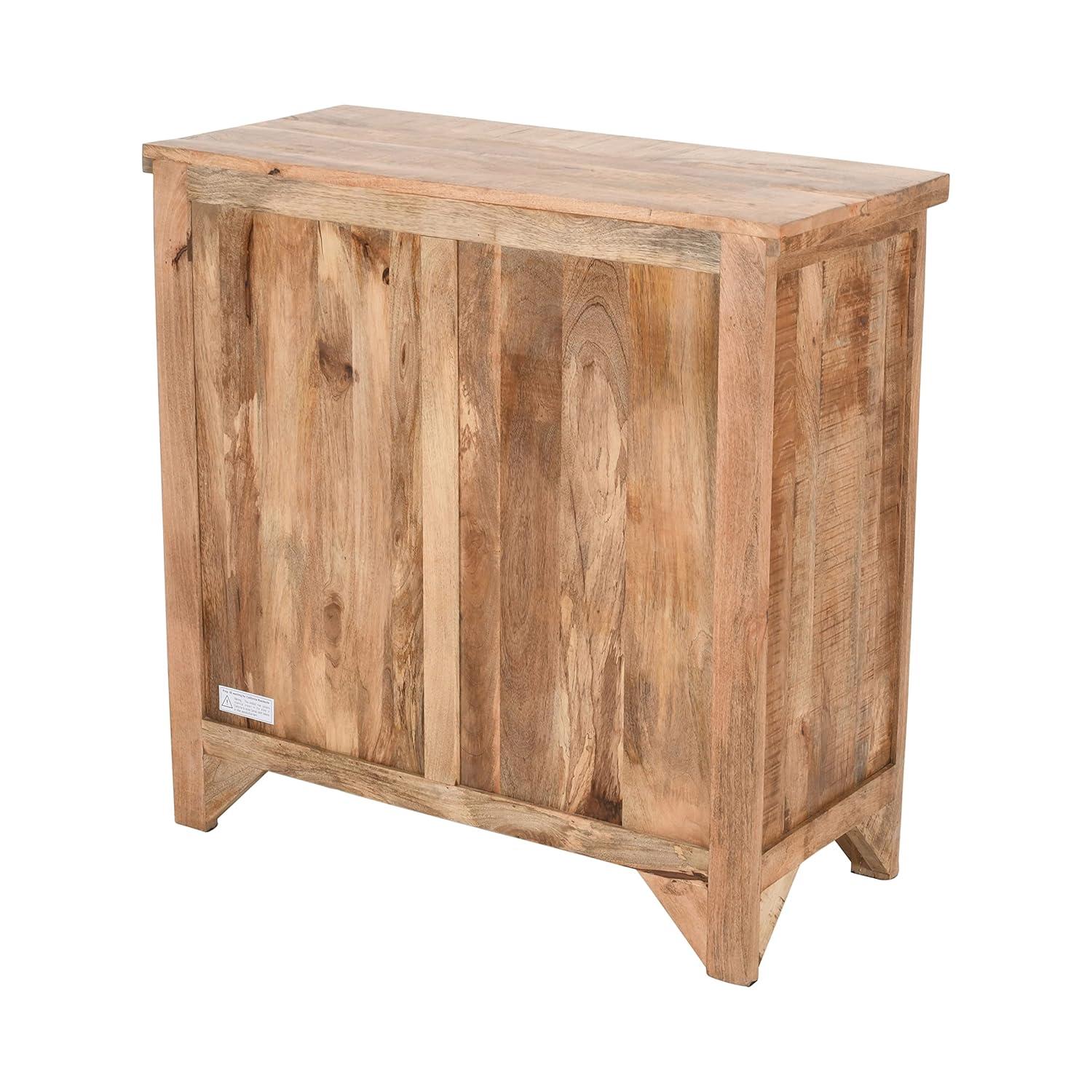 The Urban Port 39" Artisanal Farmhouse Style 2 Drawer Mango Wood Cabinet Console with 2 Door Storage Rustic Brown
