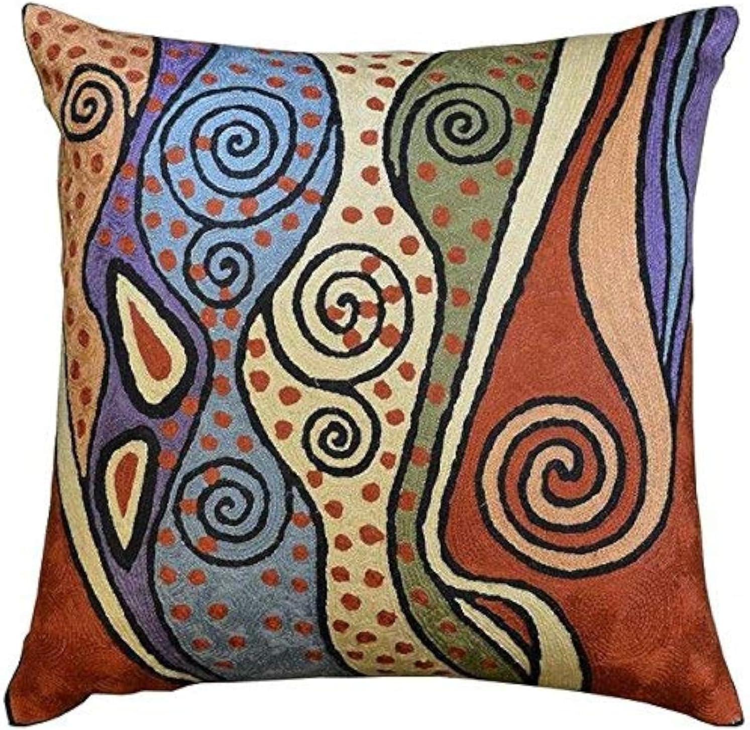 Modern Embroidered Cotton Euro Throw Pillow