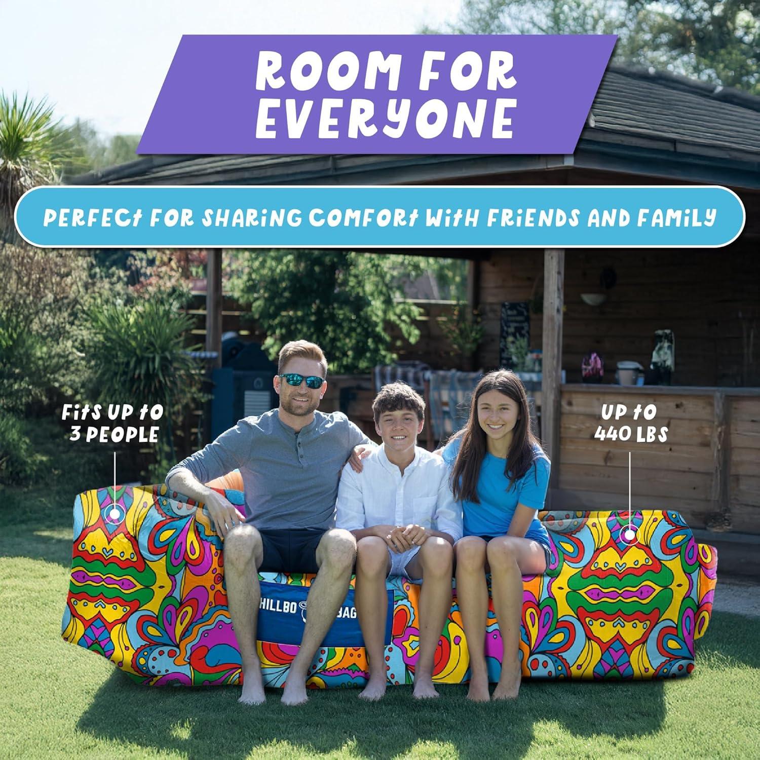 Chillbo Shwaggins Inflatable Couch – Cool Inflatable Chair Easy Setup is Perfect for Hiking Gear, Beach Chair and Music Festivals. (Royal Blue)