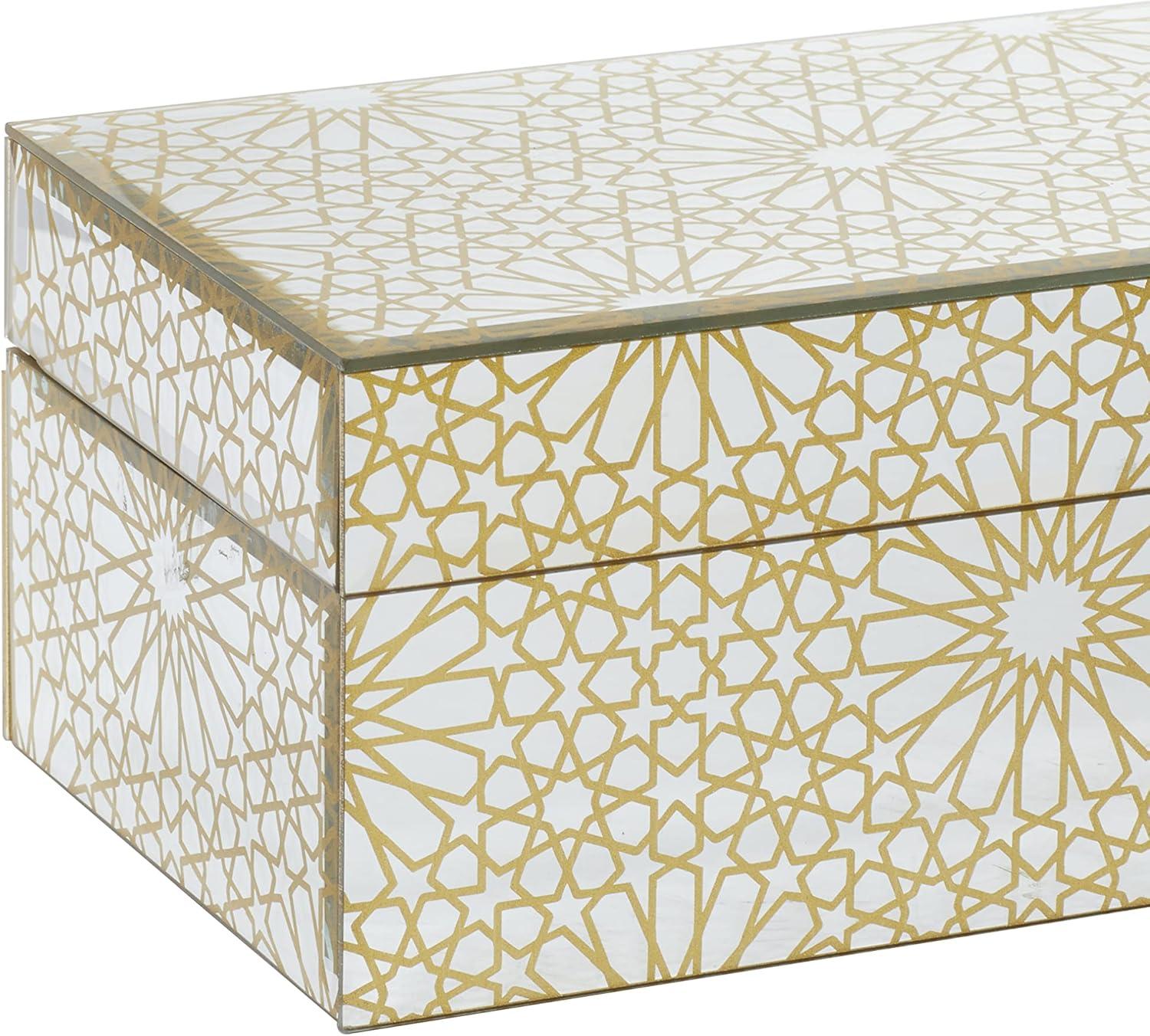 Cosmo living By Cosmopolitan Set Of 2 Gold Wood Glam Box, 11", 9"