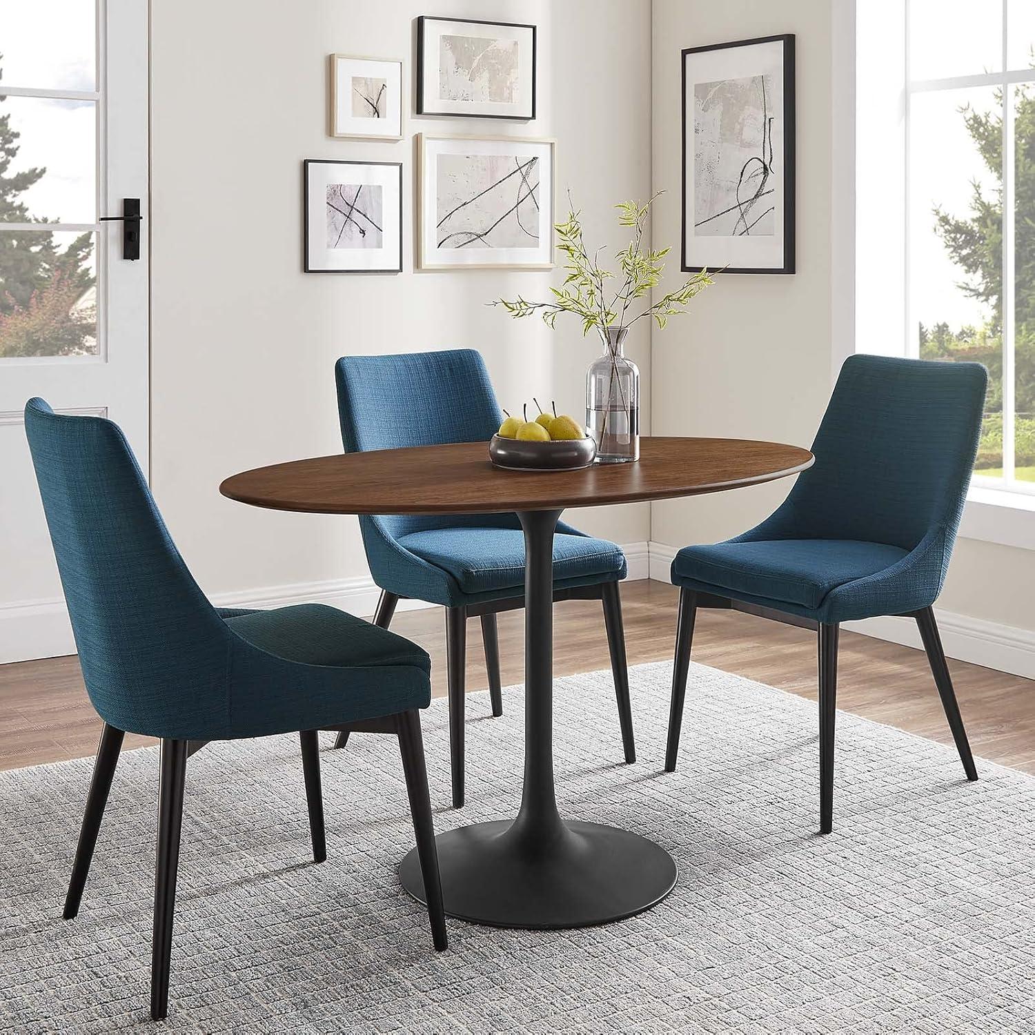 Modway Lippa 48" Oval Wood Grain Dining Table in Black Walnut
