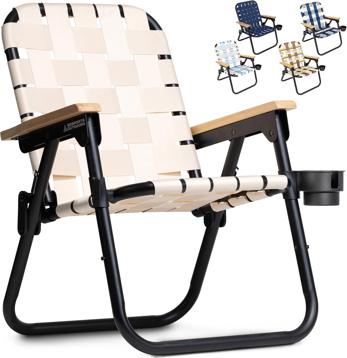 GoSports GoSports Outdoors WOVN Premium Beach & Camping Chair - Folding Backpack Chair for Adults