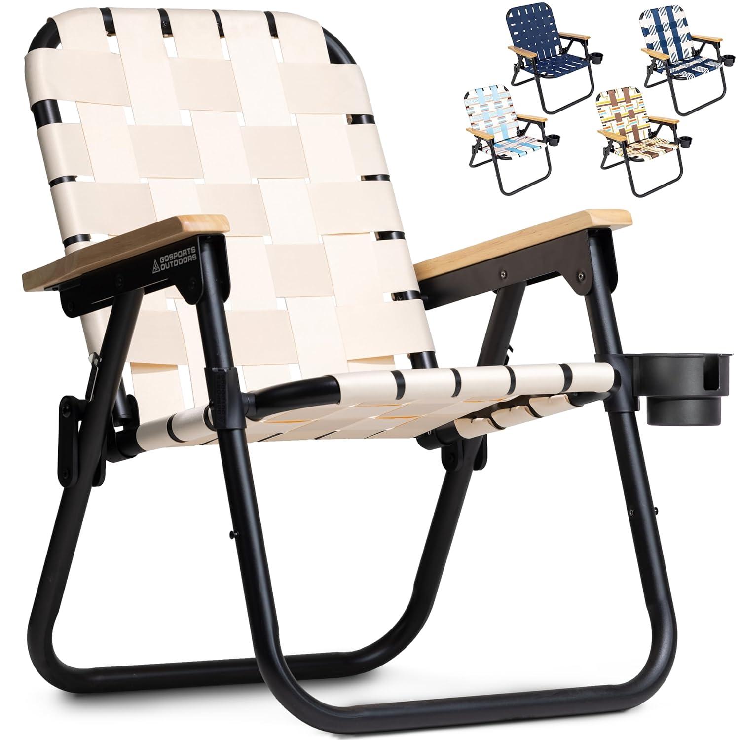 GoSports GoSports Outdoors WOVN Premium Beach & Camping Chair - Folding Backpack Chair for Adults