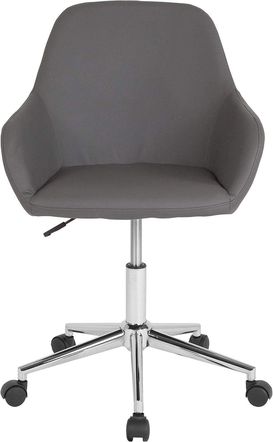 Gray LeatherSoft Mid-Back Task Chair with Chrome Base