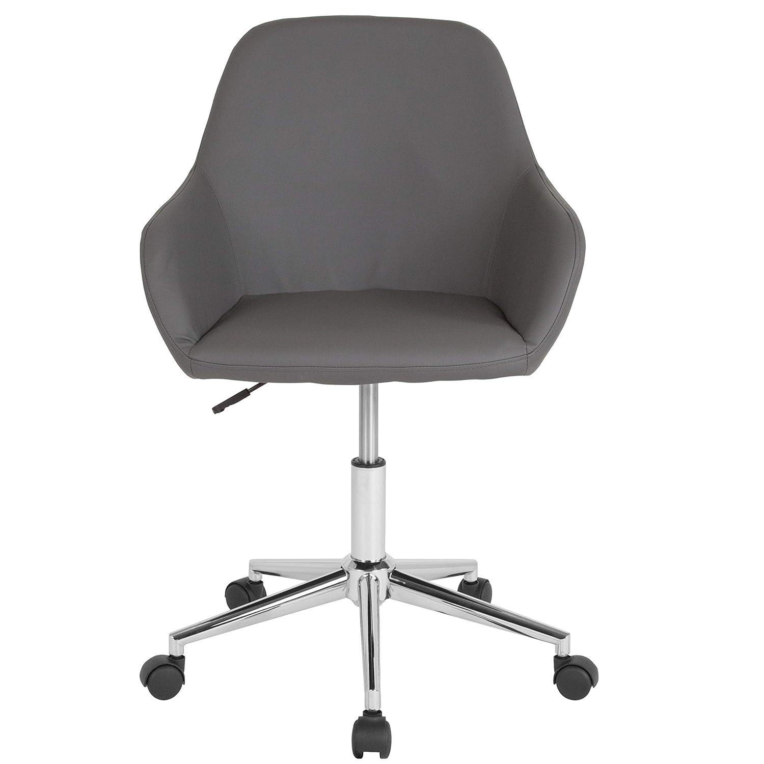 Flash Furniture Cortana Home and Office Mid-Back Chair in Gray LeatherSoft