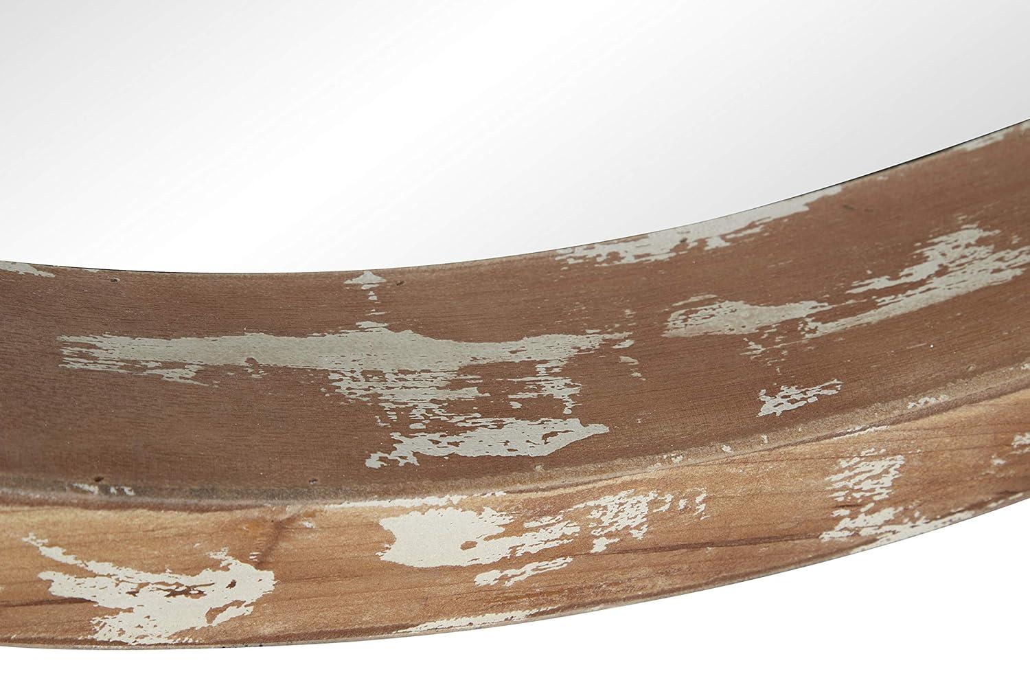 Olivia & May Vintage Wall Mirror Brown: Round Wood Frame, No Assembly, Spot Clean, 39.5" Diameter