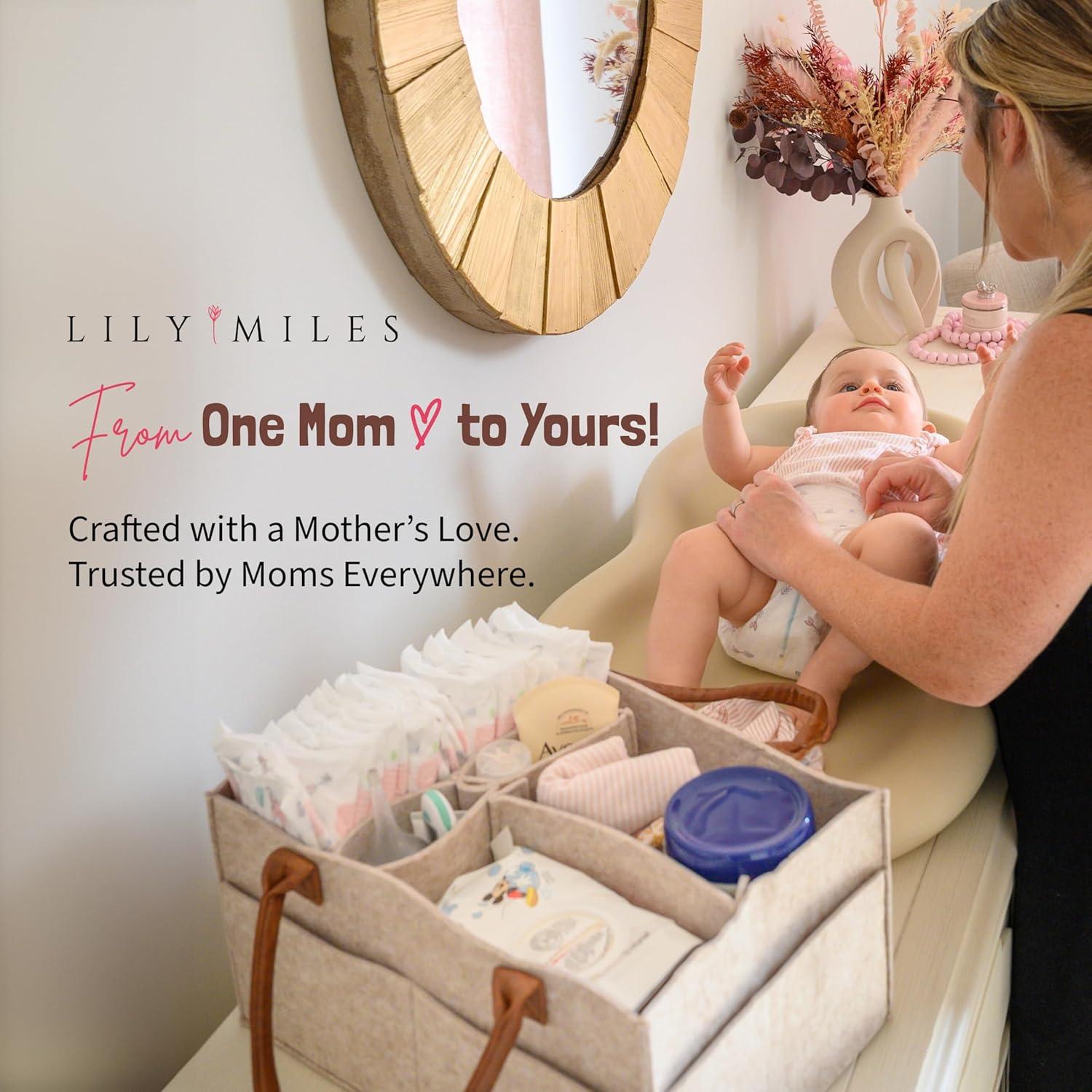 Lily Miles Baby Diaper Caddy Organizer - Nursery Storage Basket for Newborn Essentials - Shower Registry Gifts