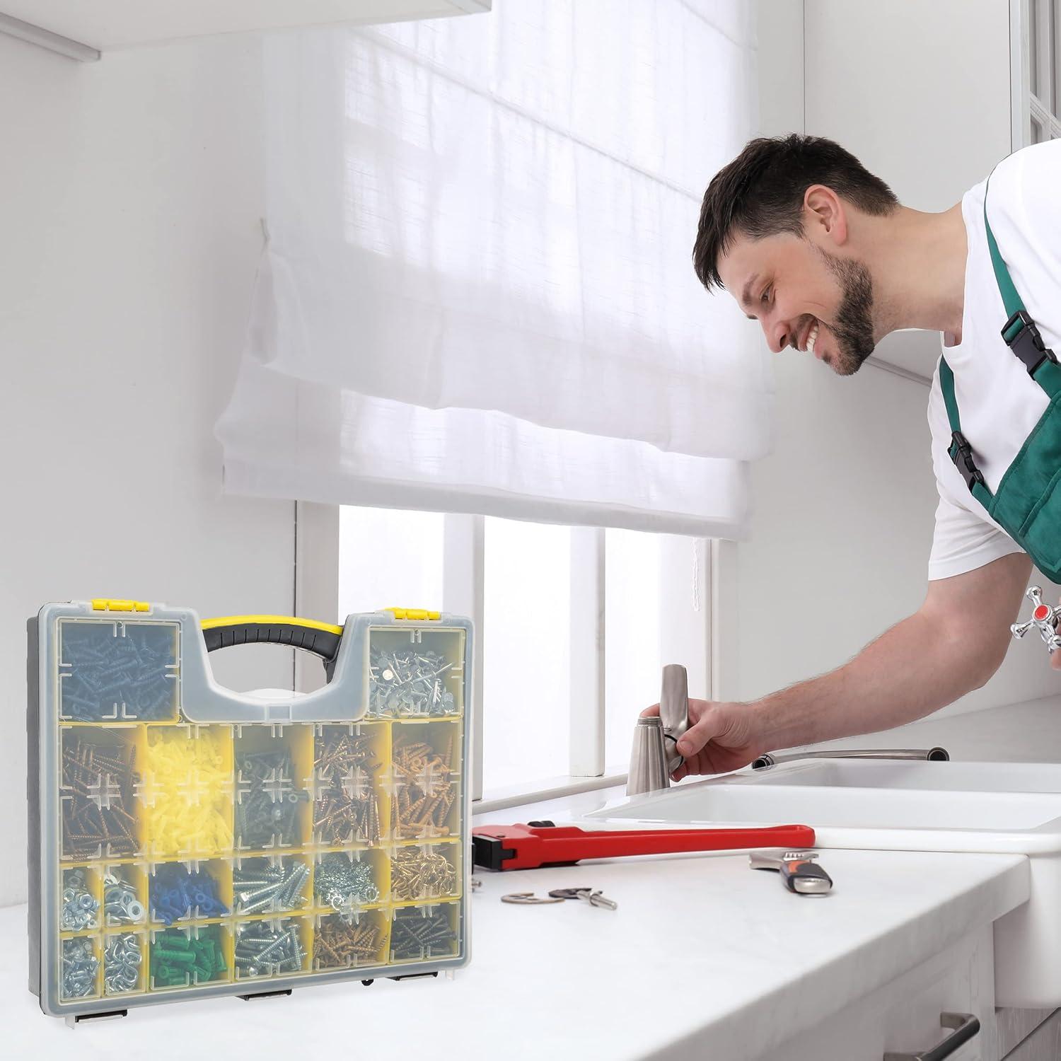 Stalwart Stalwart Tool and Hardware Organizer and Storage with 3 Compartments (Set of 4)