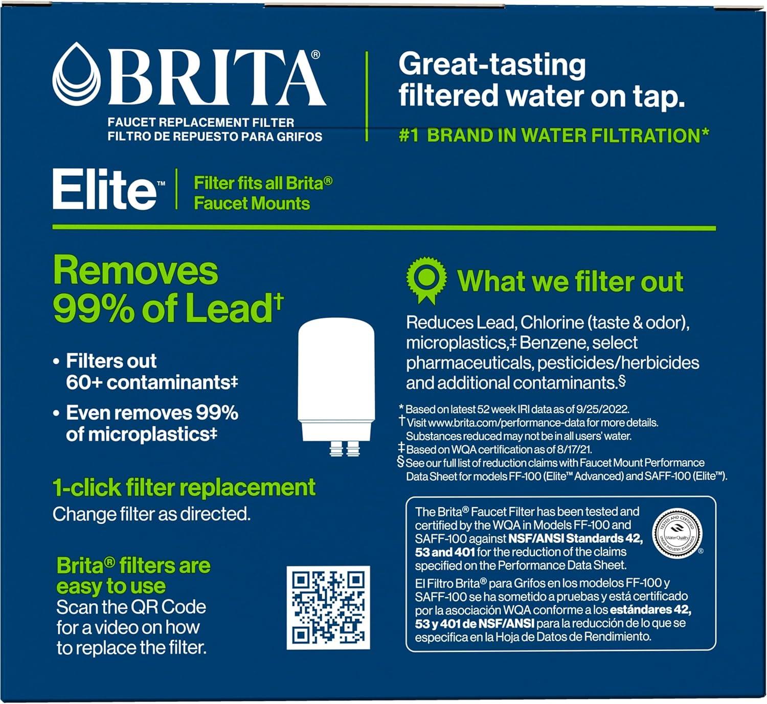 Brita White Faucet Water Filter Replacement Cartridges, 2-Pack