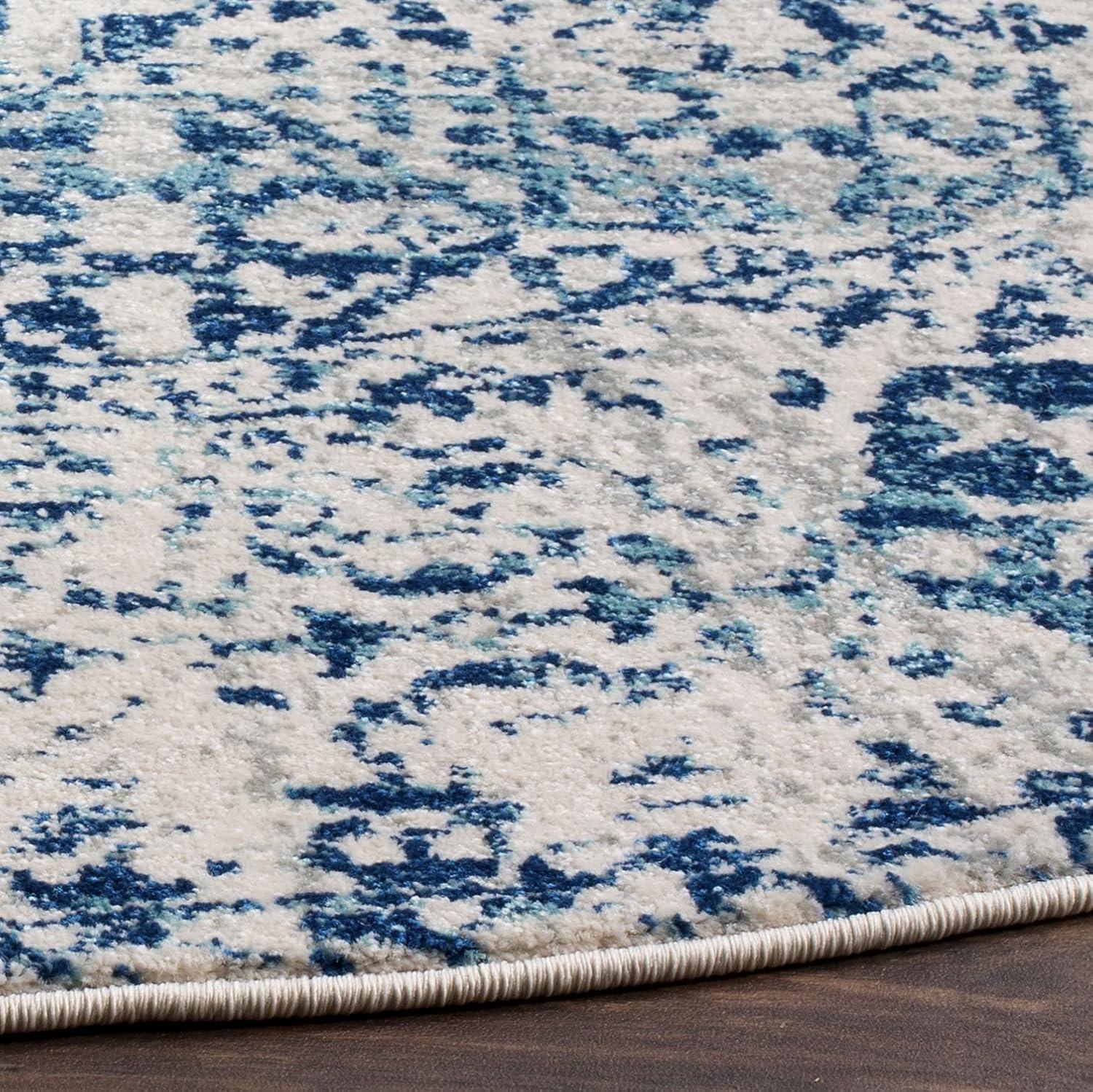 Evoke EVK260 Power Loomed Accent Rug - Ivory/Blue - 3' Round - Safavieh.