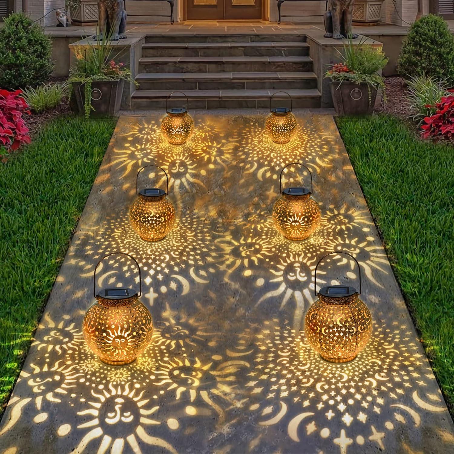 Solar Large Lantern Outdoor Hanging Lights Metal Decorative Garden Lights Waterproof Table Lamp for Patio, Courtyard, Party Decorations (1 Pack, Teal Blue)