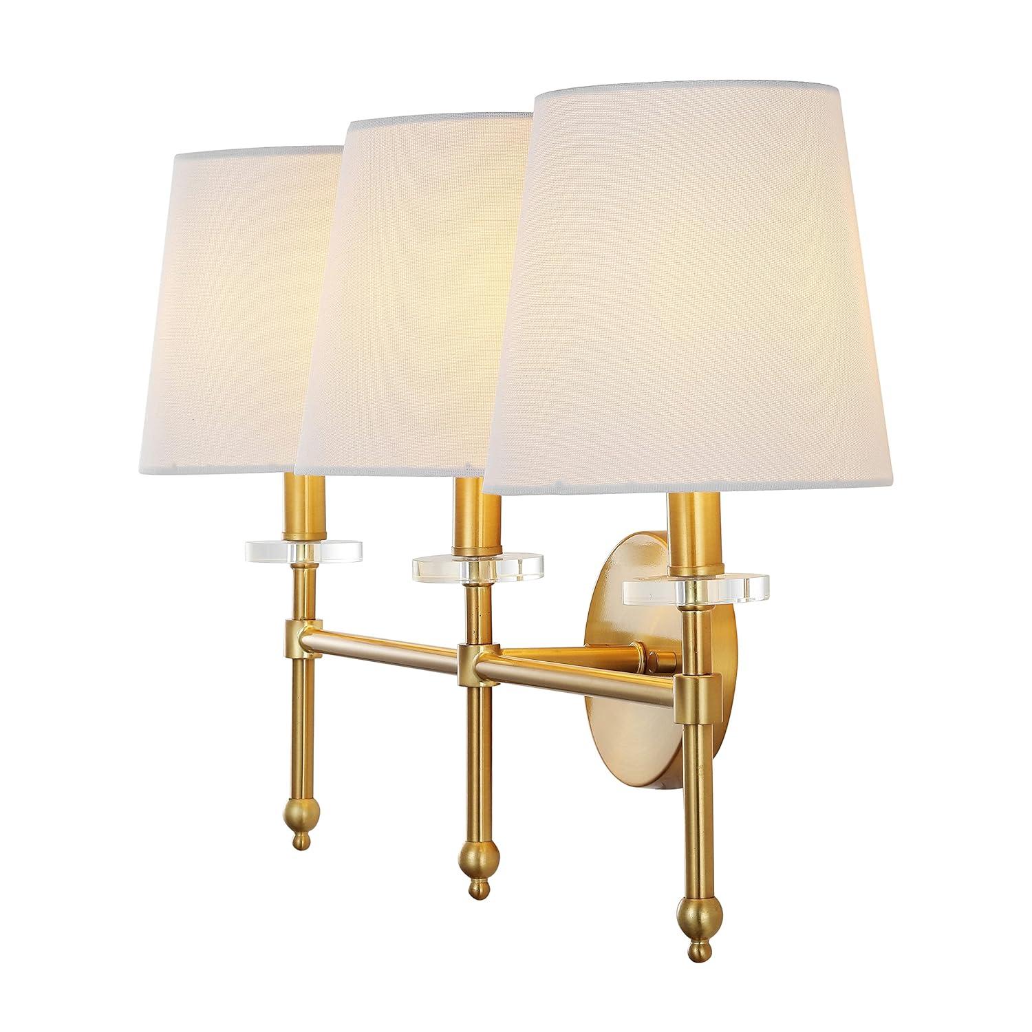 JONATHAN Y JYL9921A Olivia 23" 3-Light Modern Midcentury Iron LED Vanity Contemporary French Country Bathroom Hallway Living Room Bedroom Mirror Cabinet, Brass Gold