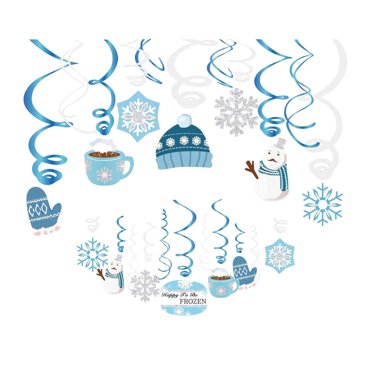 Christmas Snowman,Snowflake,Winter,Snow Frozen Hanging Swirl Decoration for Festival,Party,Together,Celling,Classroom,Home,Office,Bedroom(30Ct)