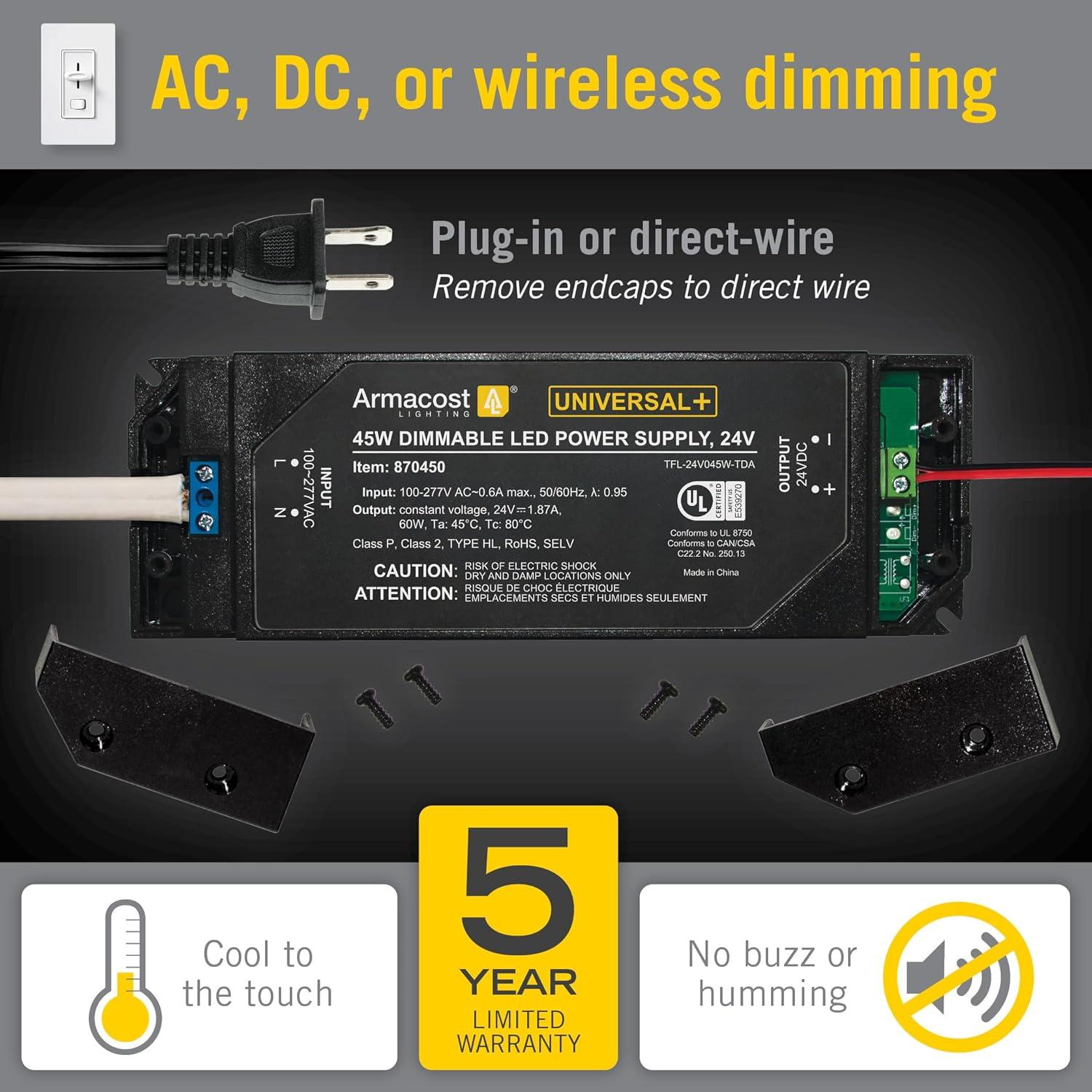 Universal+ Dimmable LED Driver 24V DC, Electronic Transformer