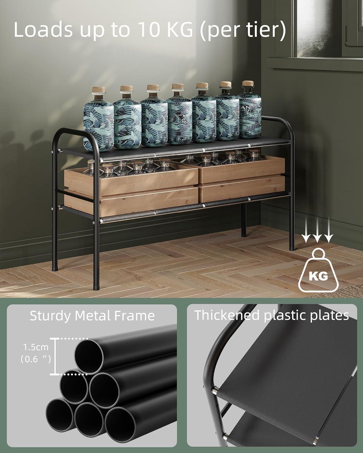THE GLAMOUR BOUTIQUES Under Sink Organizers And Storage, 2 Tier Expandable Under Cabinet Organizer Shelf With 8 Removable Panels,Expandable Shelf For Cupboard,Kitchen,Bathroom,Shoe Storage Rack