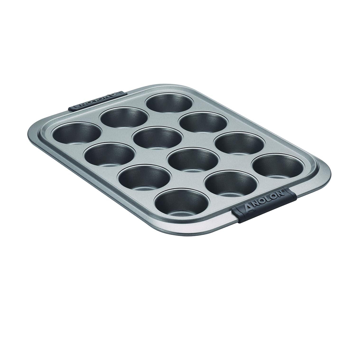 Anolon Anolon Advanced Bakeware Nonstick Muffin Pan with Lid, 12-Cup, Graphite