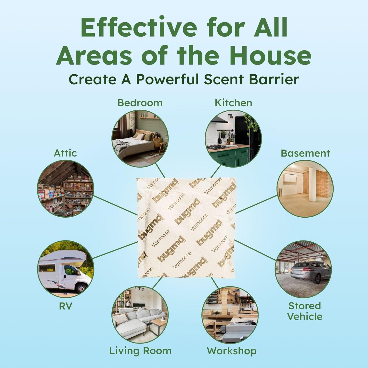 BugMD Vamoose - Rodent Repellent Pouches (1 Pack, 4 Pouches), Plant-Powered Rat Repellent, Rodent Defense Mice Repellent, Rat Repellent, Mouse Deterrent Indoor