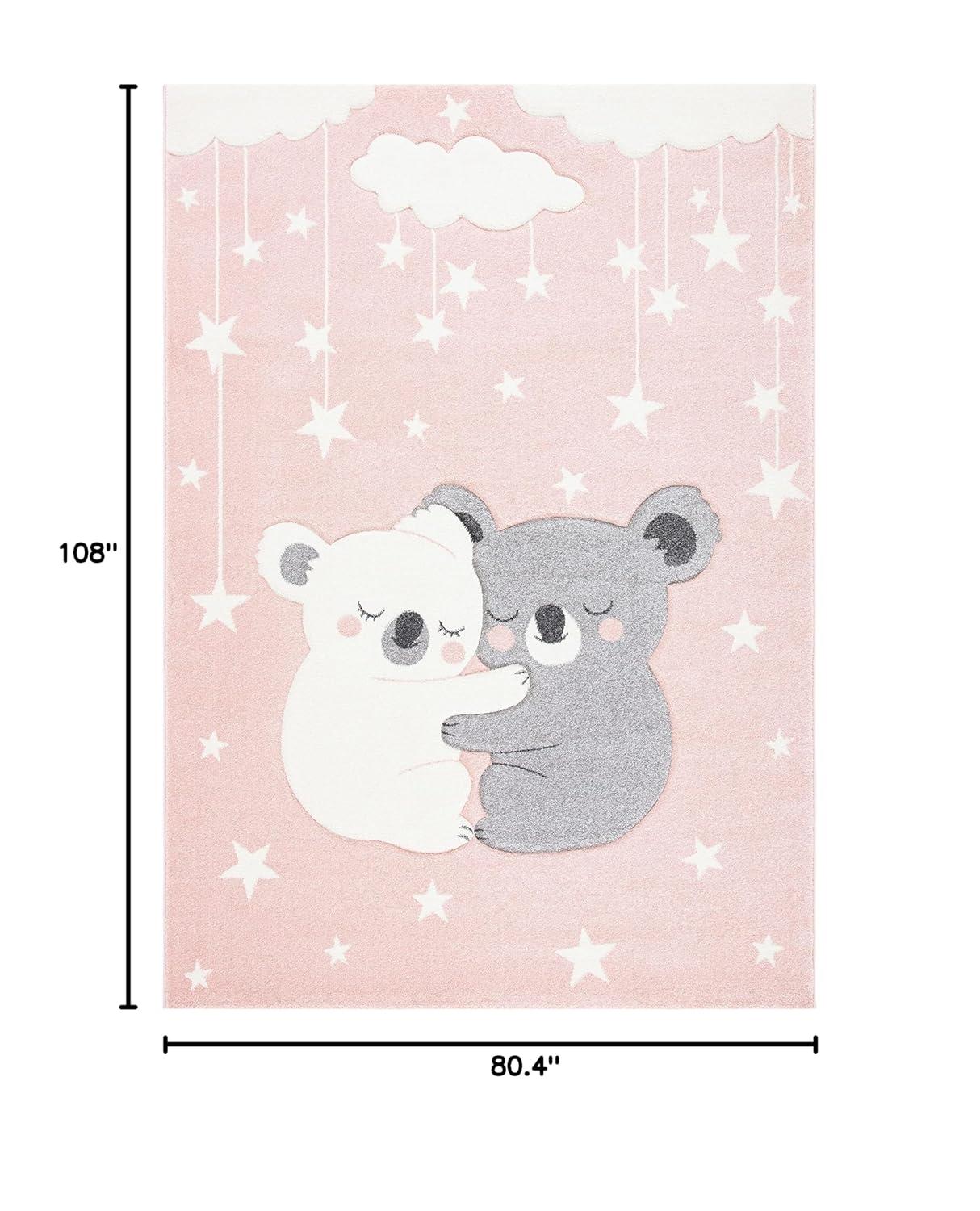 Carousel Kids  CRK195 Loomed Indoor Area Rug - Pink/White - 6'7"x9' - Safavieh