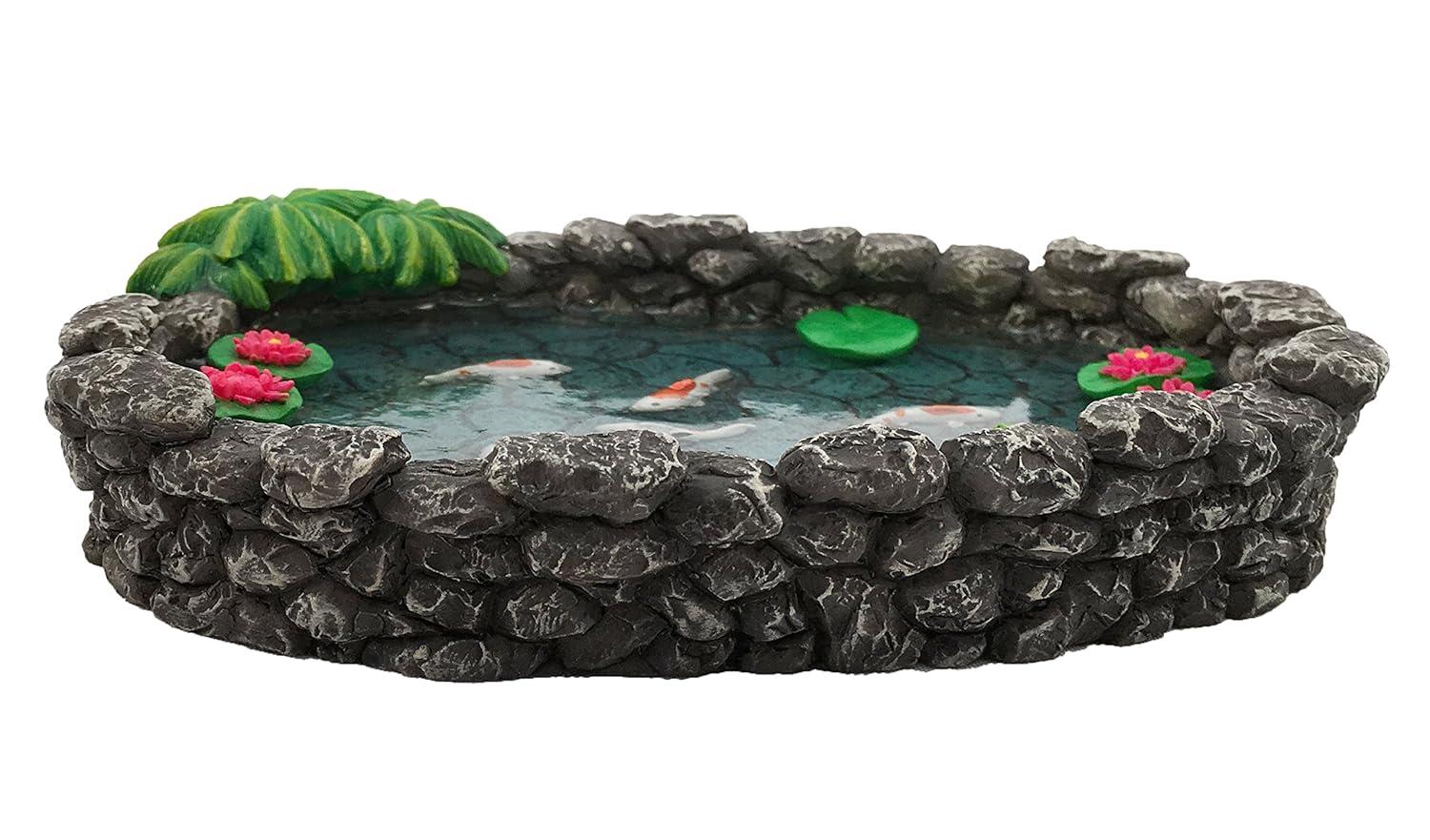 KOI Miniature Pond -  Koi Pond for a Fairy Garden.  A Miniature Pond for a Miniature Fairy Garden and Enchanted Garden Accessories by GlitZGlam