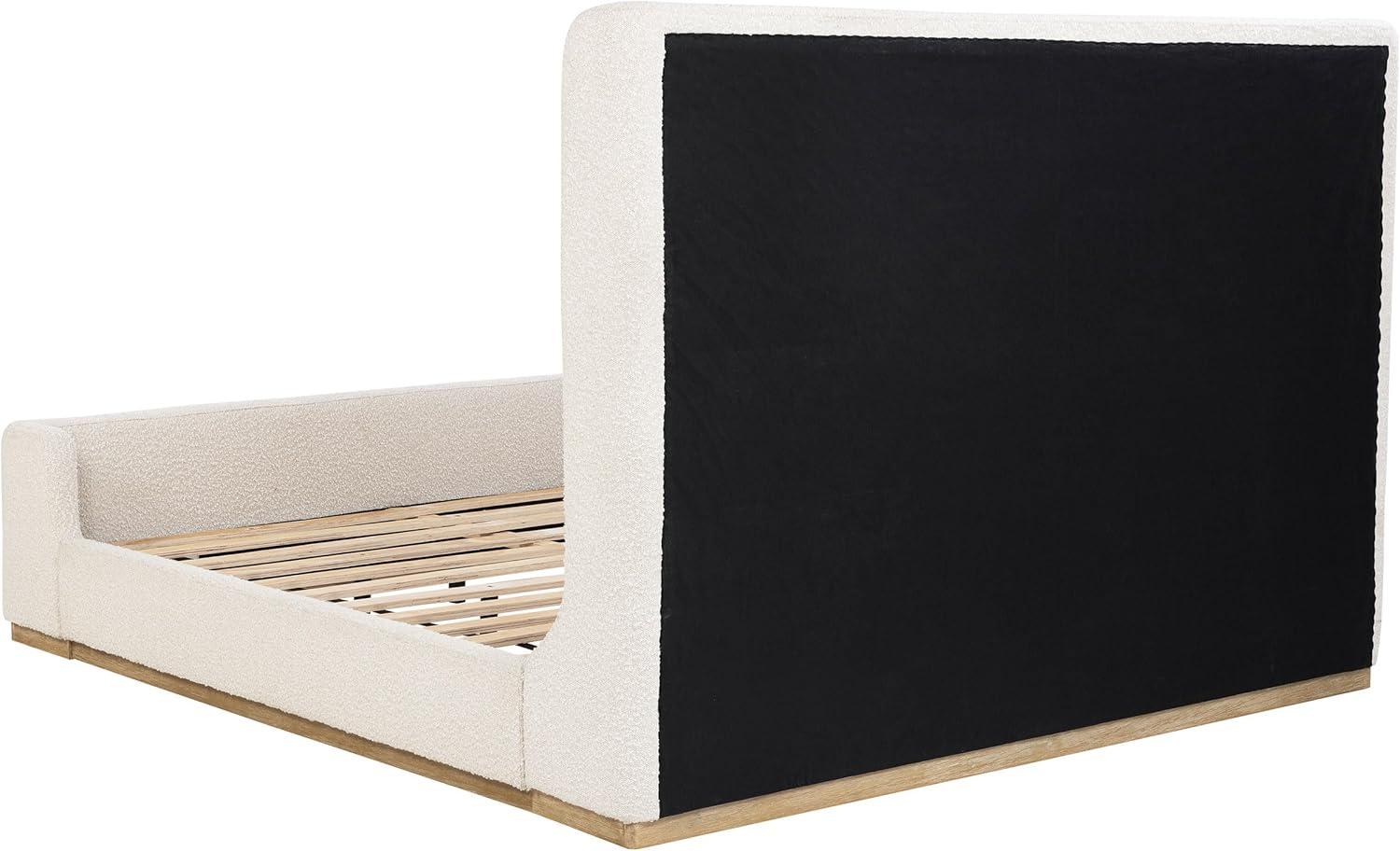 Cream Boucle Upholstered King Platform Bed with Wingback Headboard