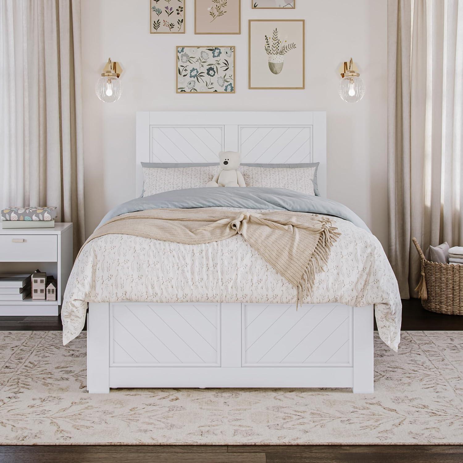 AFI Canyon White Solid Wood Platform Bed with Matching Footboard & Storage Drawers, King