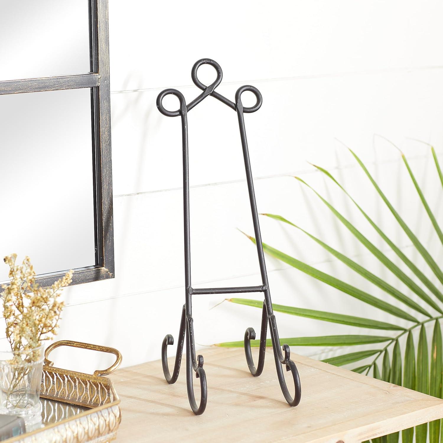 DecMode 6" x 18" Black Metal Scroll Easel, 1-Piece