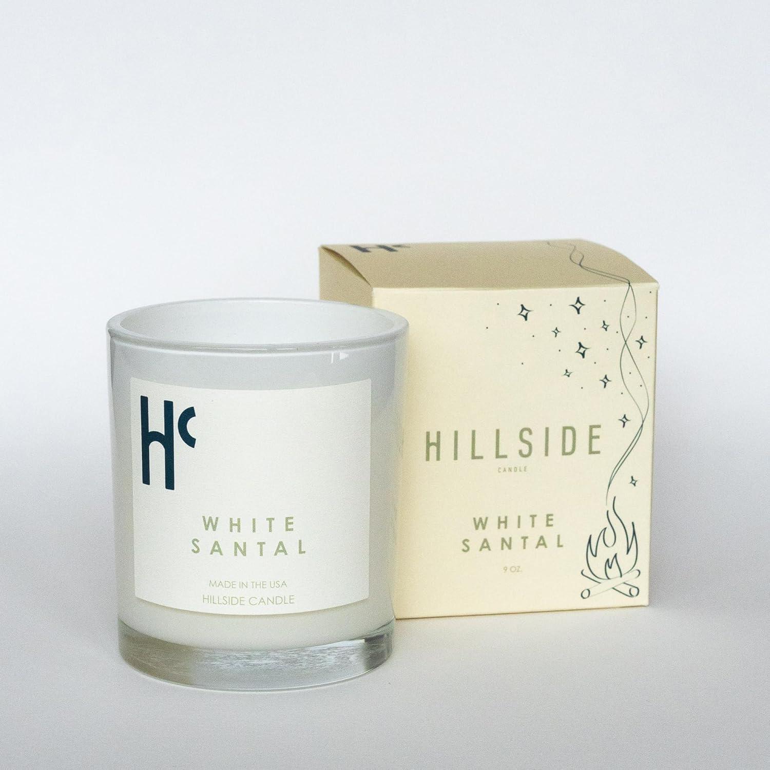 Hillside Candle White Santal Single Wick Soy Candles, Luxury Scented Candles for Home - Up to 60 Hour Burn Time, Cruelty-Free Soy Wax Blend - Lily of The Valley Fragrance, Notes of Wood & Musk (9 oz)