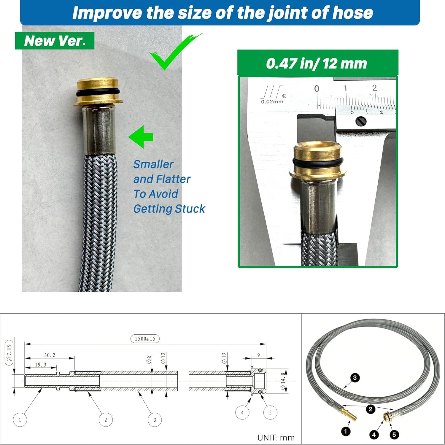 88624000 Kitchen Faucet Hose Replacement Part for Hansgrohe Pull Down Spray Hose 95507000 95506000, 59-inch Length by Awelife