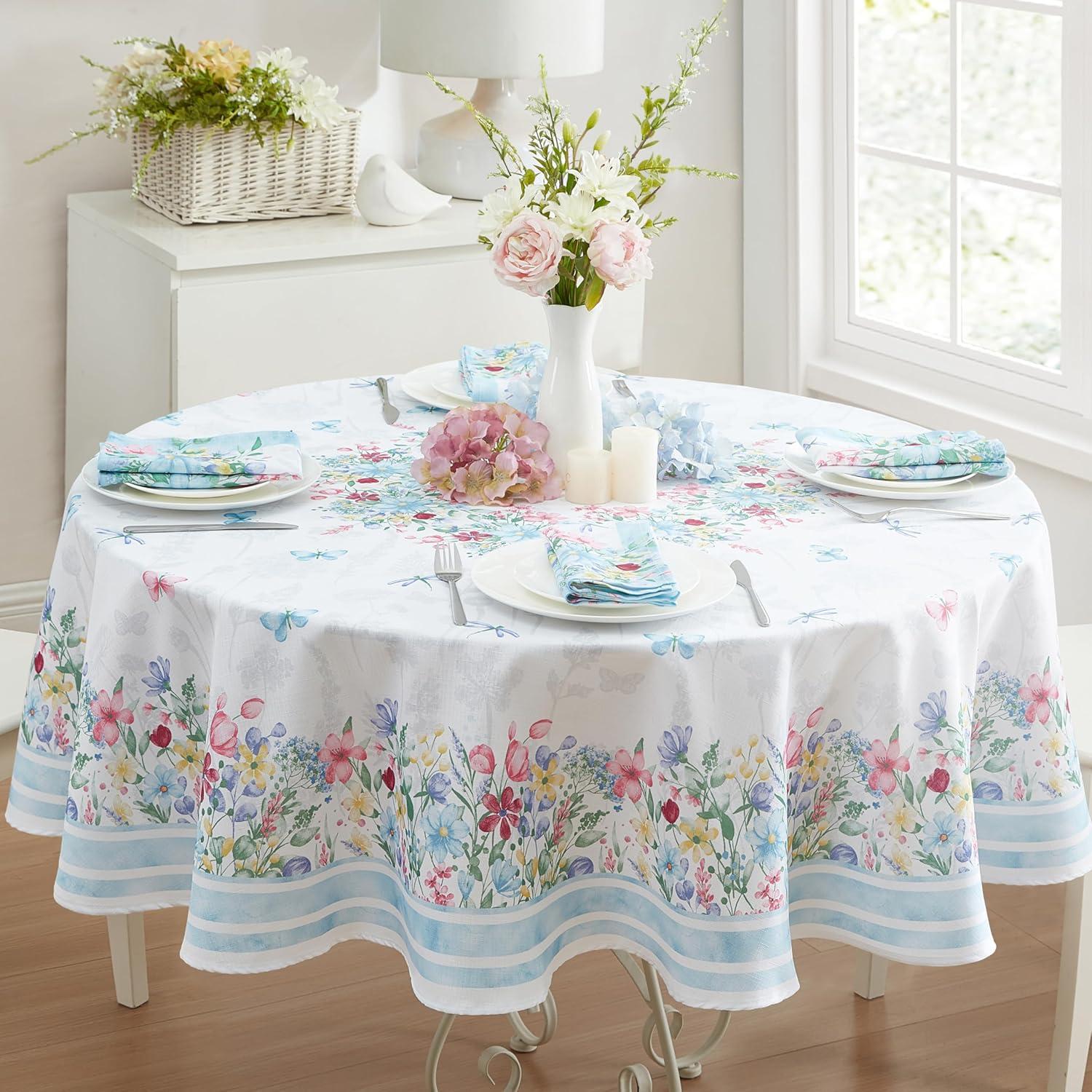 Nottingham Double Border Napkin, Set of 8 - Multicolor - 17x17 - Elrene Home Fashions