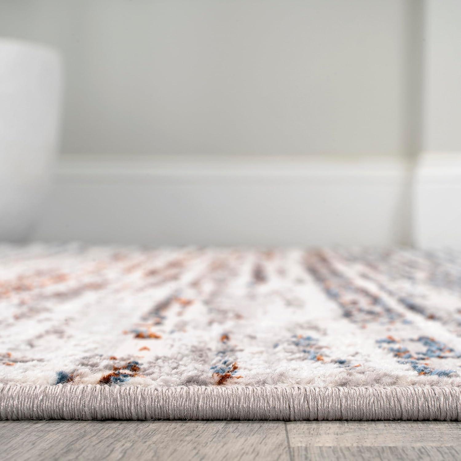 JONATHAN Y Loom Modern Strie' Gray/Blue/Orange 3 ft. x 5 ft. Area Rug