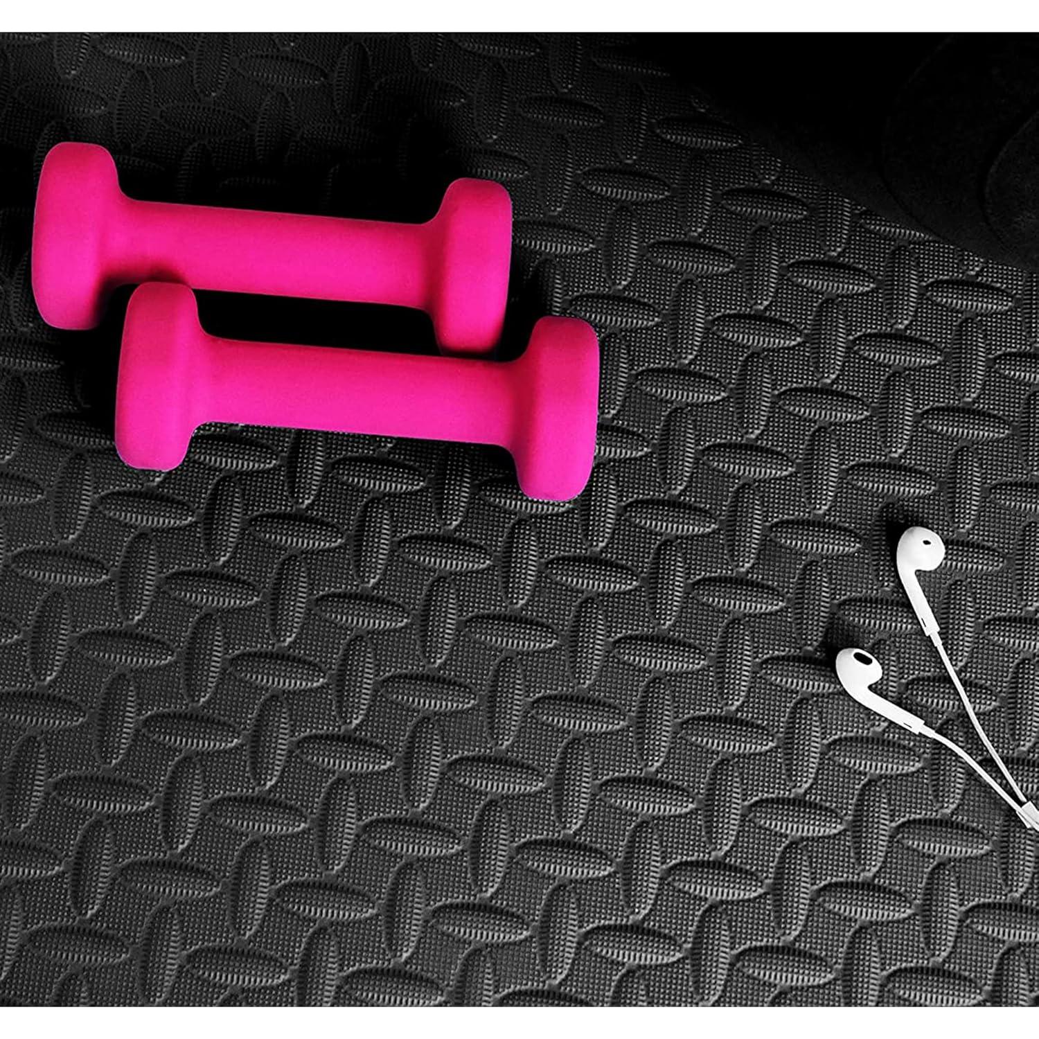 BalanceFrom Fitness 96 Square Foot Interlocking Extra Thick 3/4 Inch High Density Slip Resistant Exercise Mat Tiles with 24 24 x 24 Inch Pieces, Black
