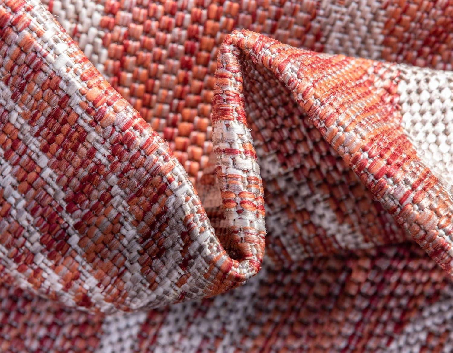 Unique Loom 9' 0 x 12' 2 Rectangle Indoor/Outdoor Botanical Rust Red Area Rug